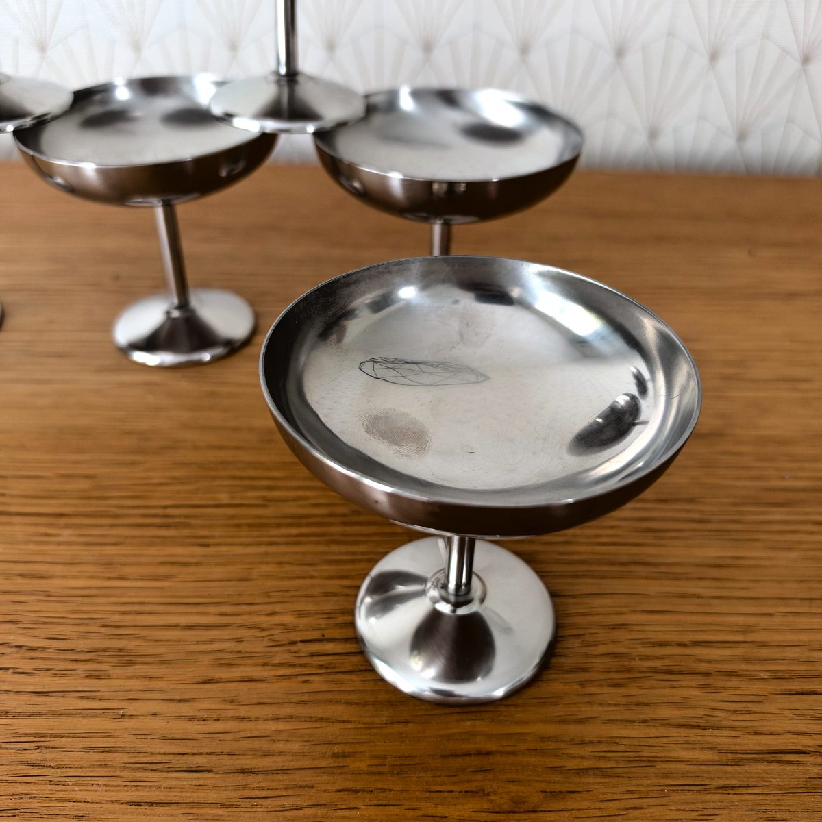 Guy Degrenne Champagne Coupes Stainless Steel Set of 6 French Vintage 0910266 Fleamarketfrance