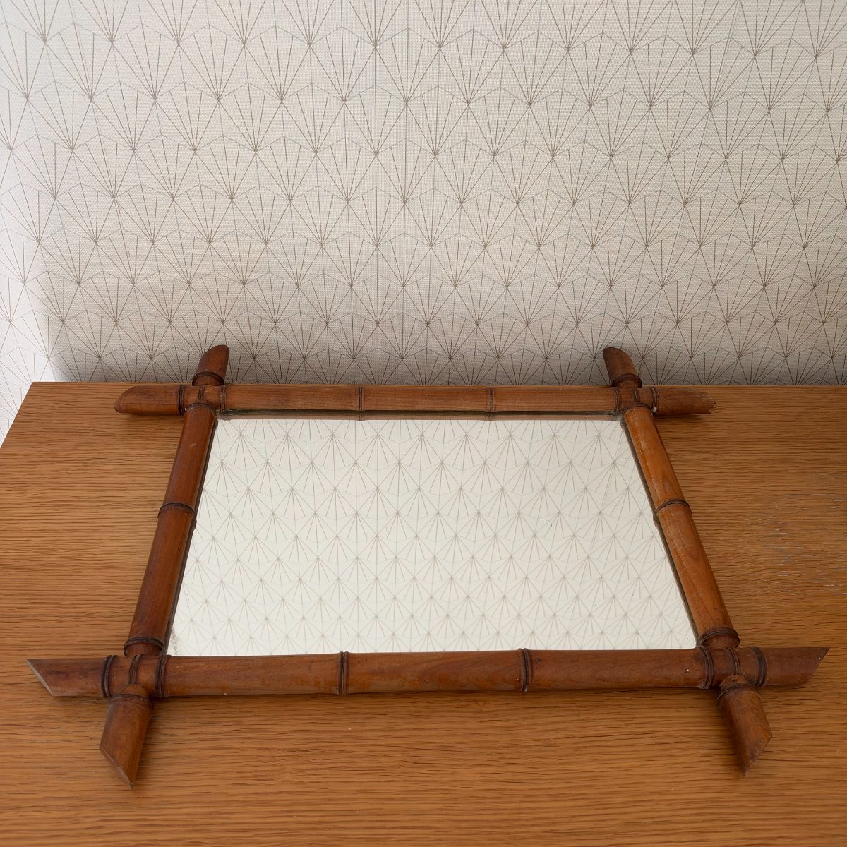 Antique French Faux Bamboo Wood Mirror Rustic Farmhouse Decor 2210264 Fleamarketfrance