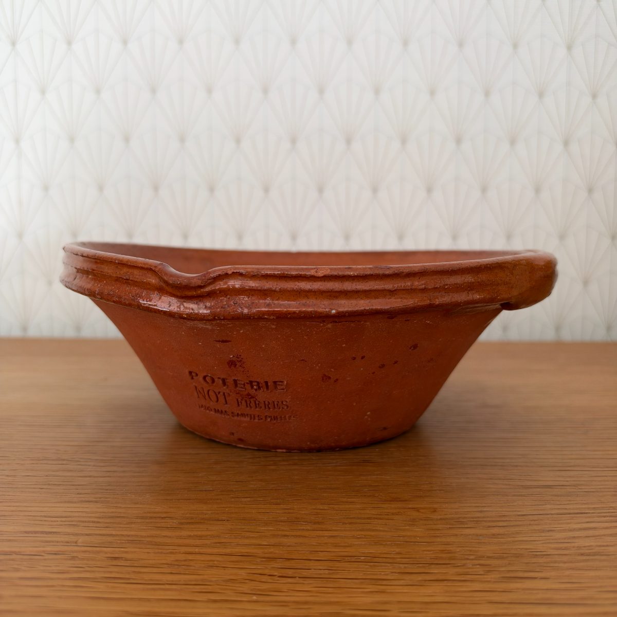 Antique French Terracotta Pottery Bowl Poterie Not Freres Saintes 07102621 Fleamarketfrance
