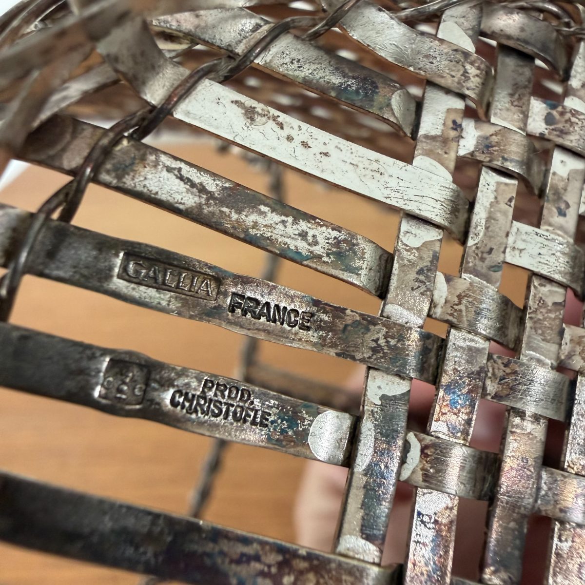 French Silver Plated Woven Wire Bottle Basket Gallia Christofle 14102613 Fleamarketfrance