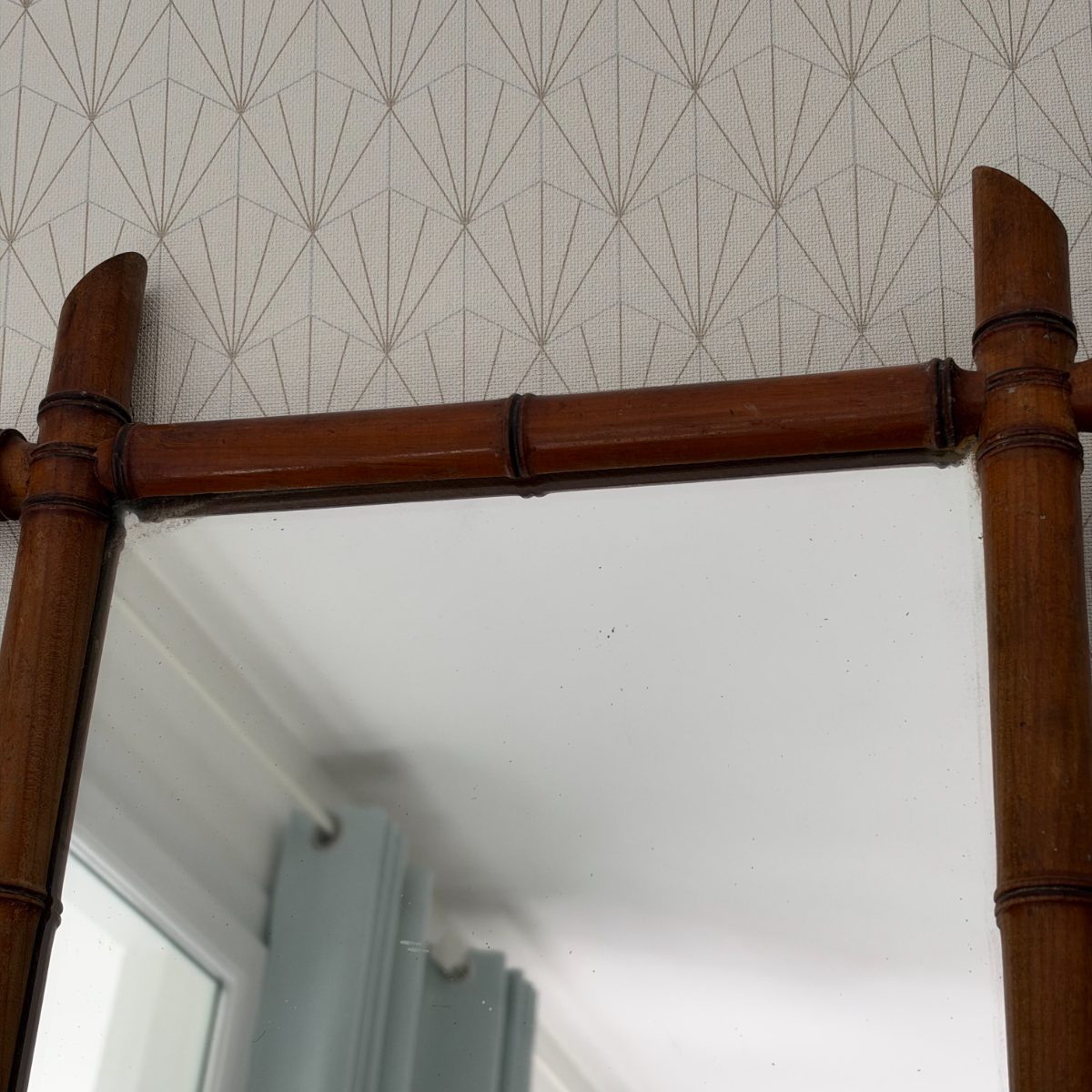 Antique French Faux Bamboo Wood Mirror Rustic Farmhouse Decor 2210264 Fleamarketfrance