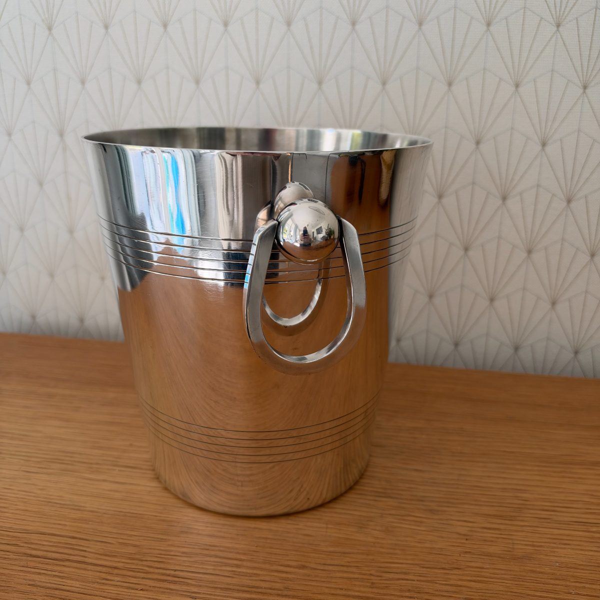 French Vintage Champagne Ice Bucket Stainless Steel Ring Handles 2210263 Fleamarketfrance