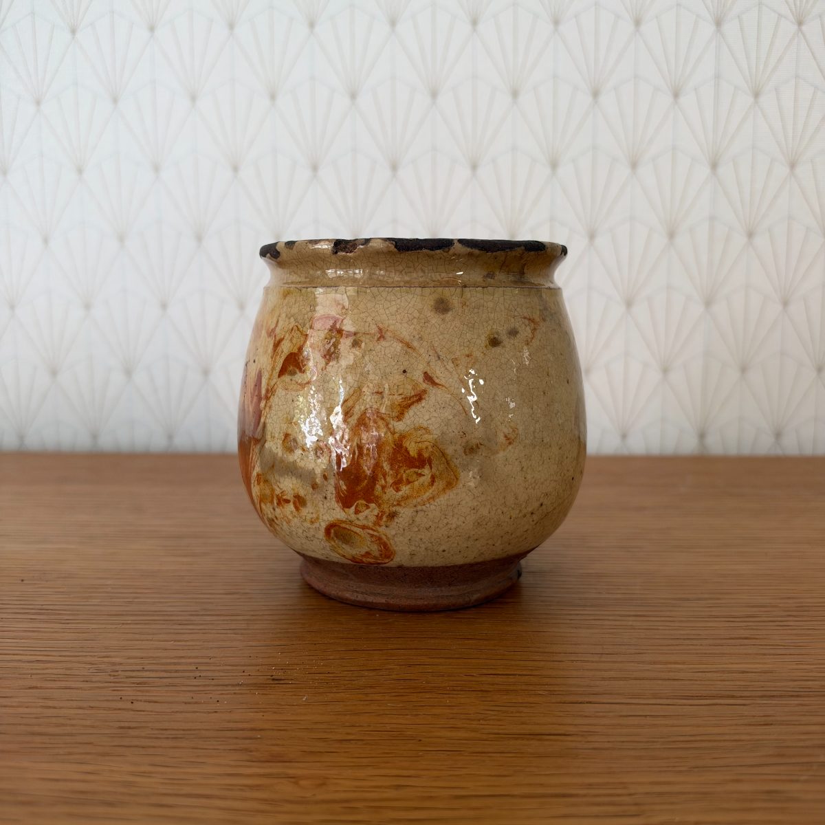 French Rustic Glazed Stoneware Pot Vintage Studio Pottery Vase 07102619 Fleamarketfrance