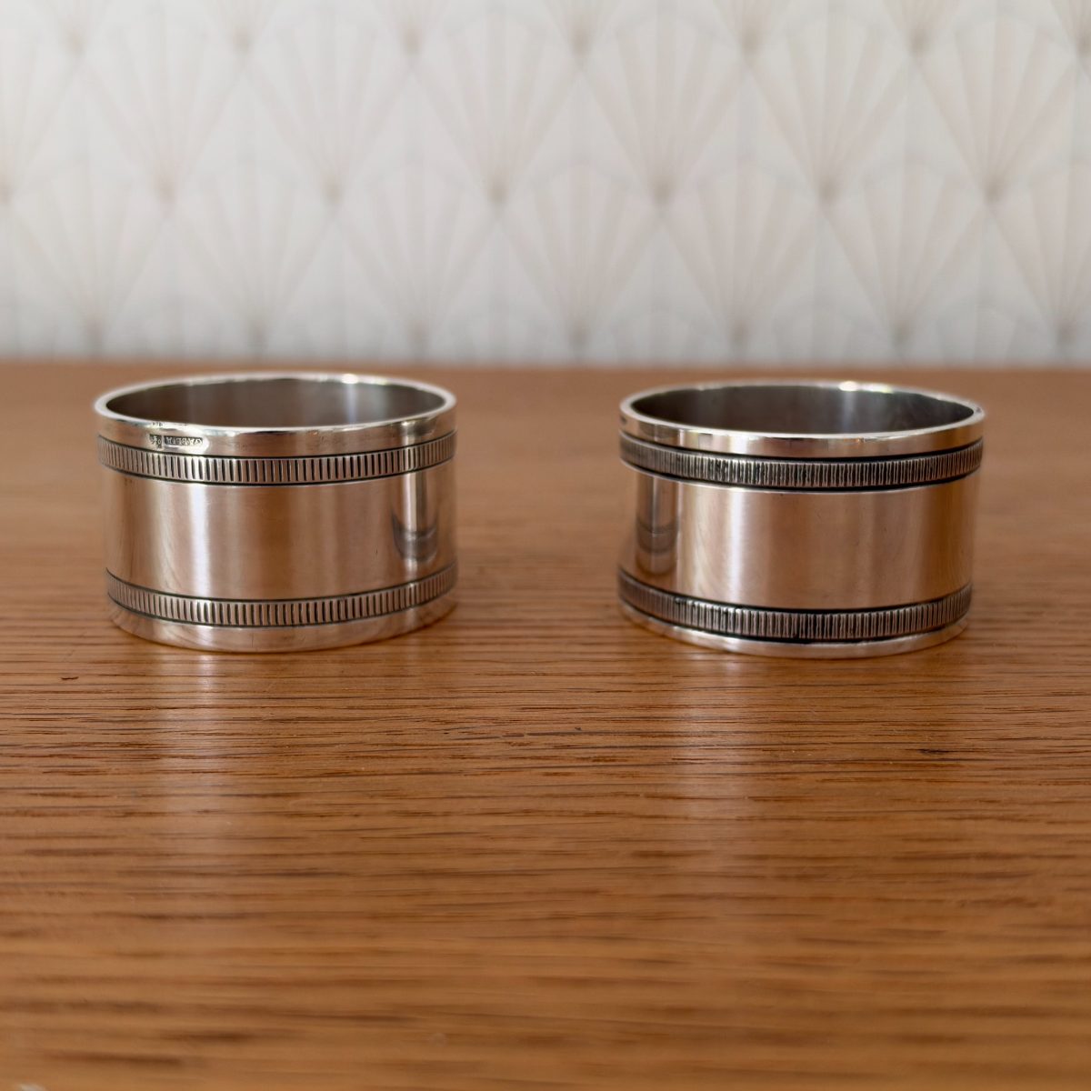 French Silver Plated Napkin Rings Set 2 Art Deco GALLIA Antique 20102634 Fleamarketfrance