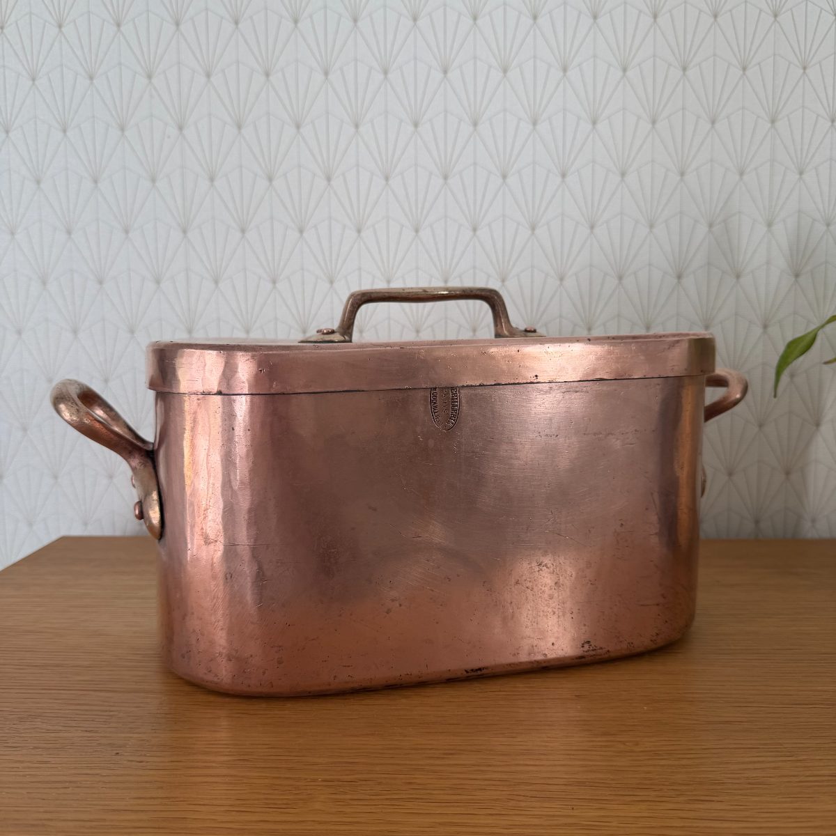 Antique French Copper Oval Cocotte Pot Dehillerin Paris Brass Handles 14102615 Fleamarketfrance