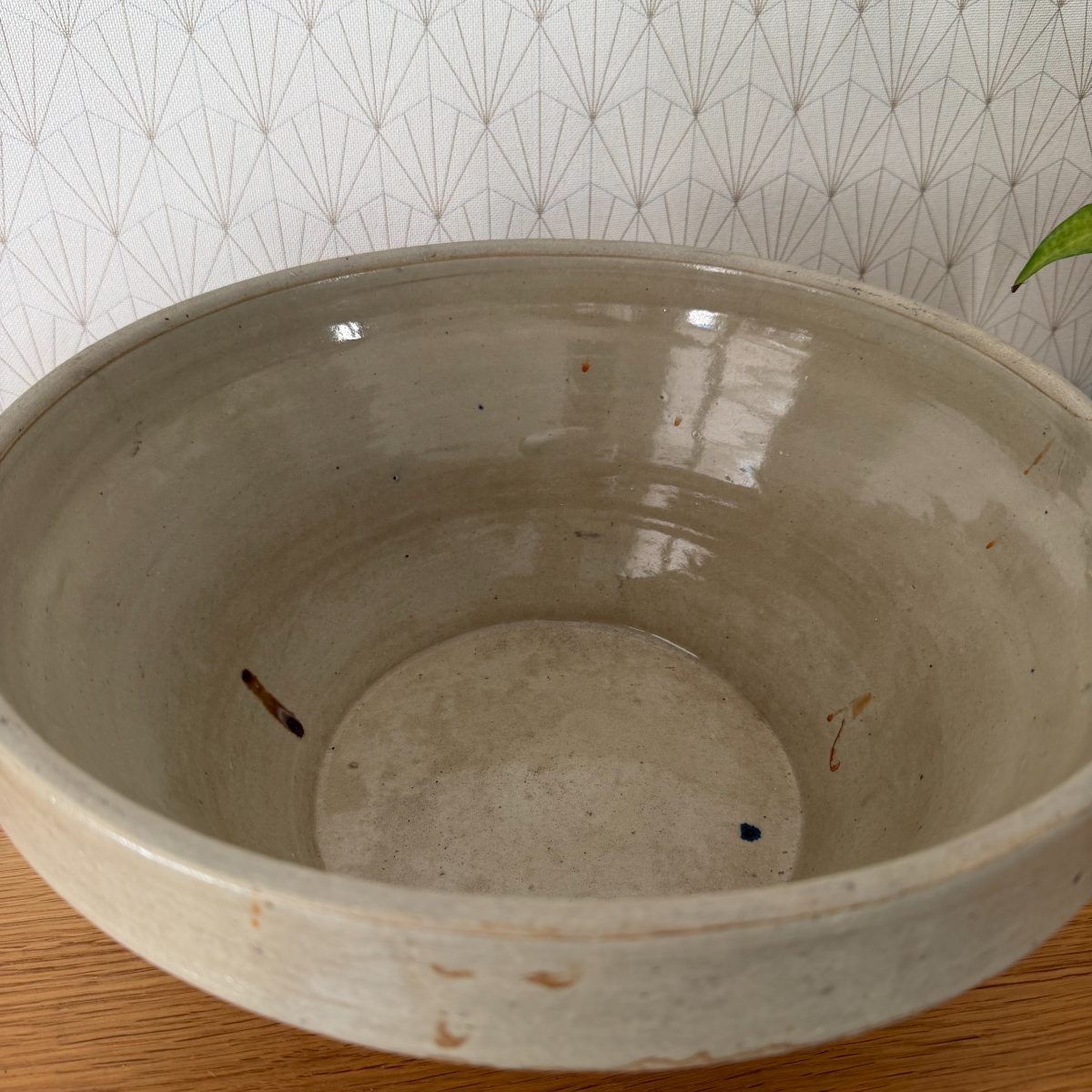Antique French Stoneware Mixing Bowl with Spout Farmhouse Pottery 1410262 Fleamarketfrance