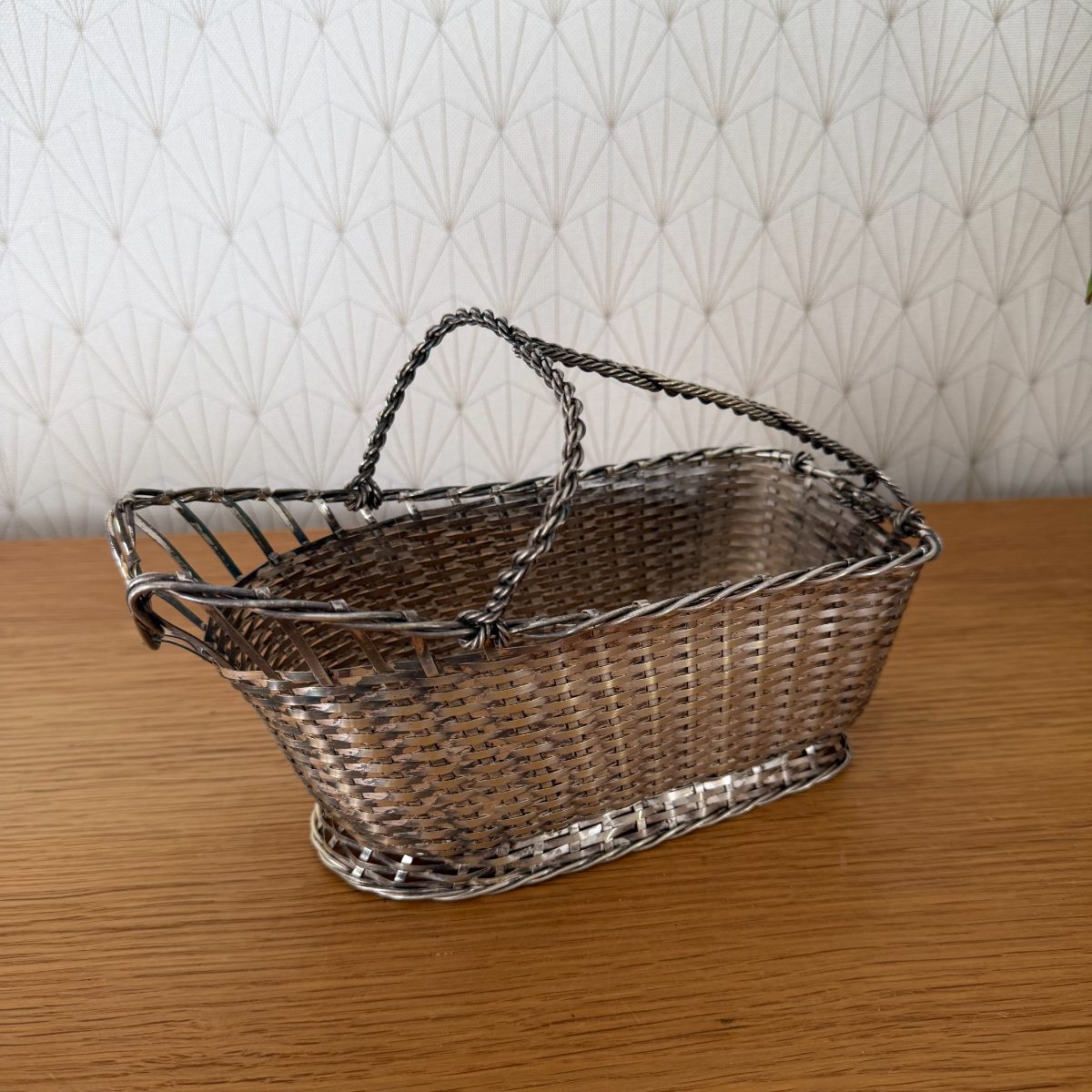 French Silver Plated Woven Wire Bottle Basket Gallia Christofle 14102613 Fleamarketfrance