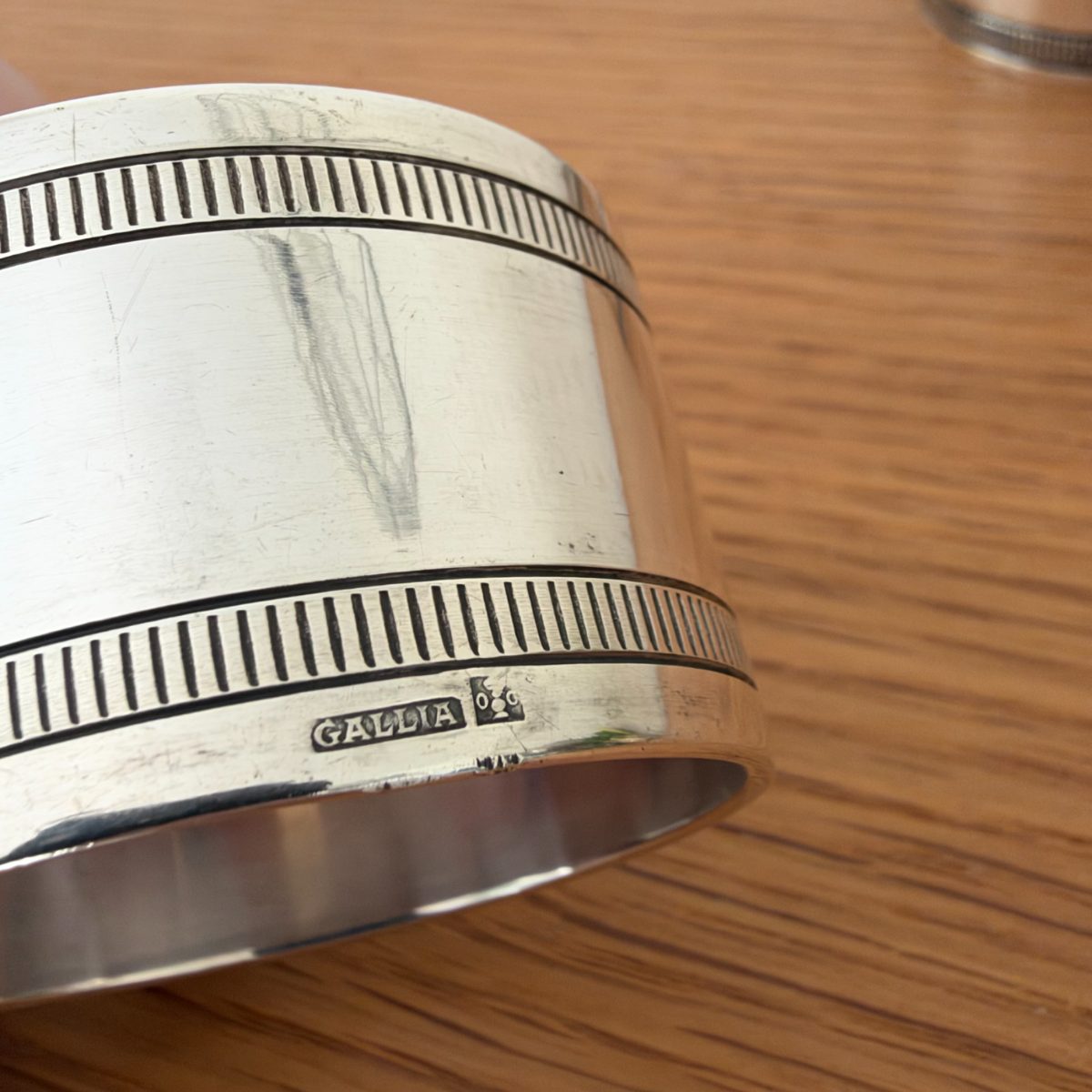 French Silver Plated Napkin Rings Set 2 Art Deco GALLIA Antique 20102634 Fleamarketfrance