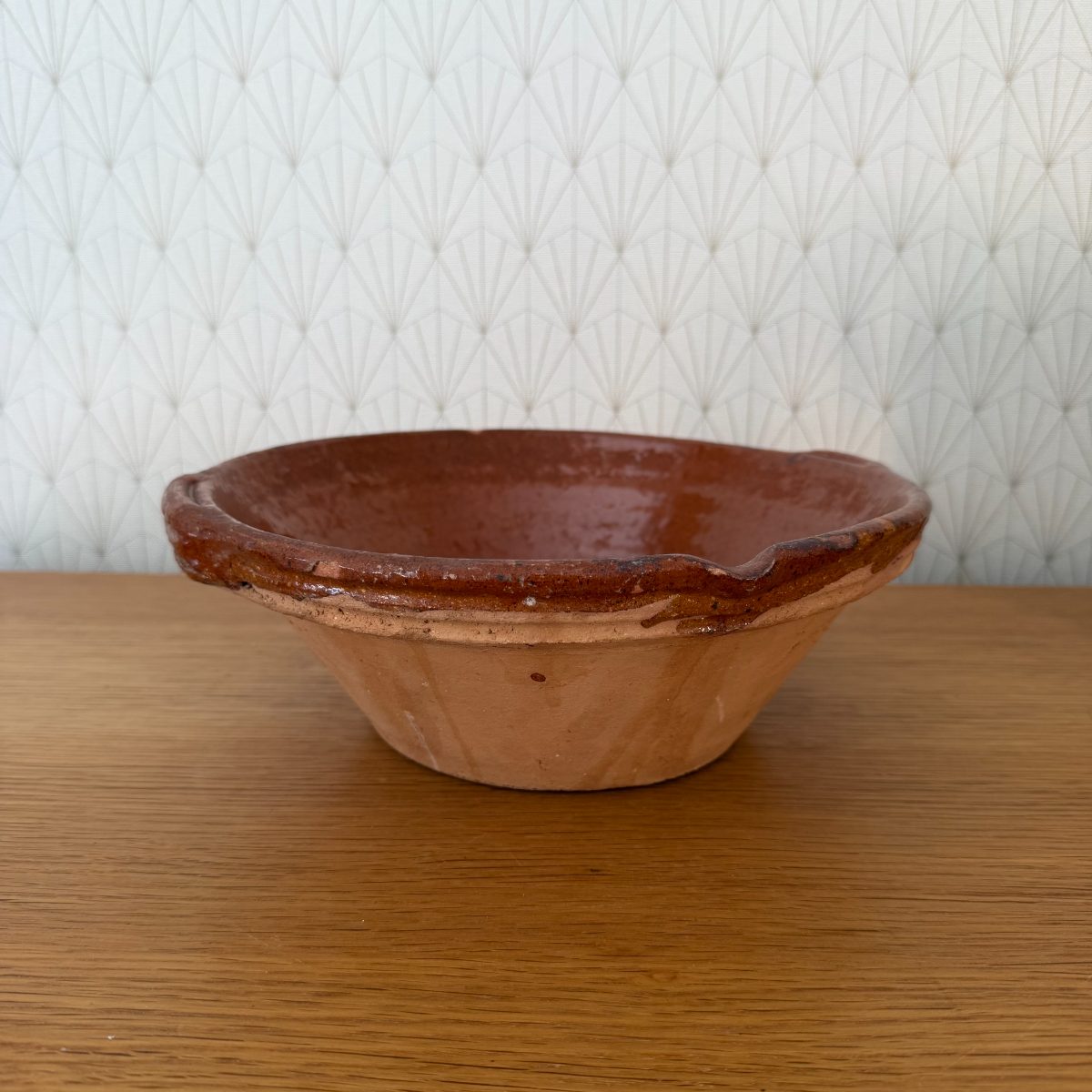 Antique French Terracotta Tian Bowl Red Glazed Rustic Farmhouse Pottery 2610267 Fleamarketfrance