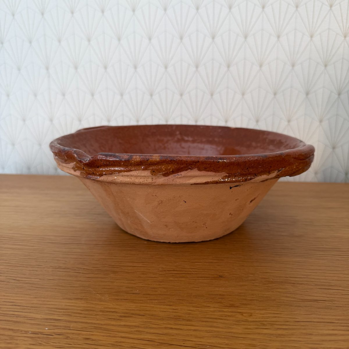 Antique French Terracotta Tian Bowl Red Glazed Rustic Farmhouse Pottery 2610267 Fleamarketfrance