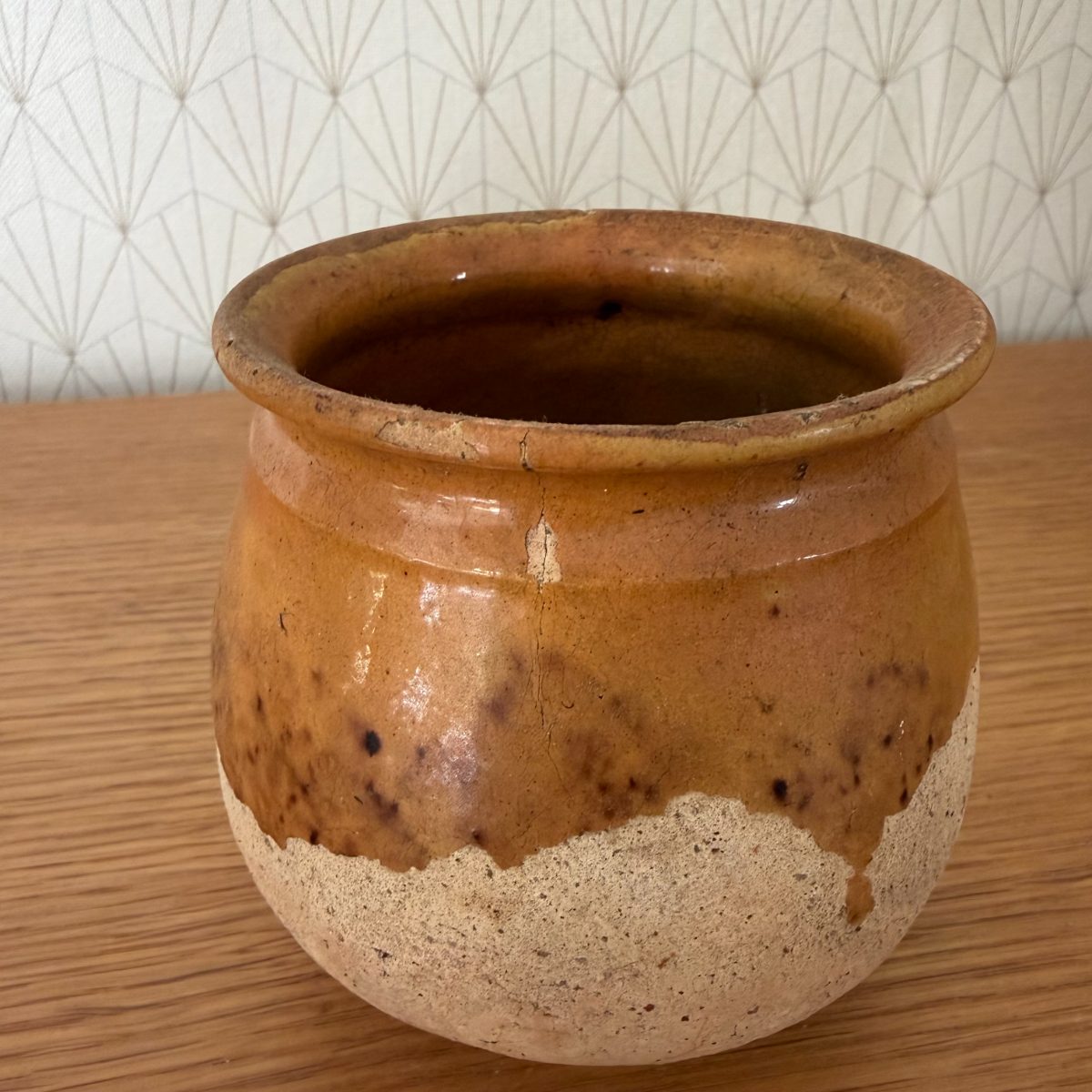 French Stoneware Jar Rustic Amber Glaze Vintage Studio Pottery 1410269 Fleamarketfrance