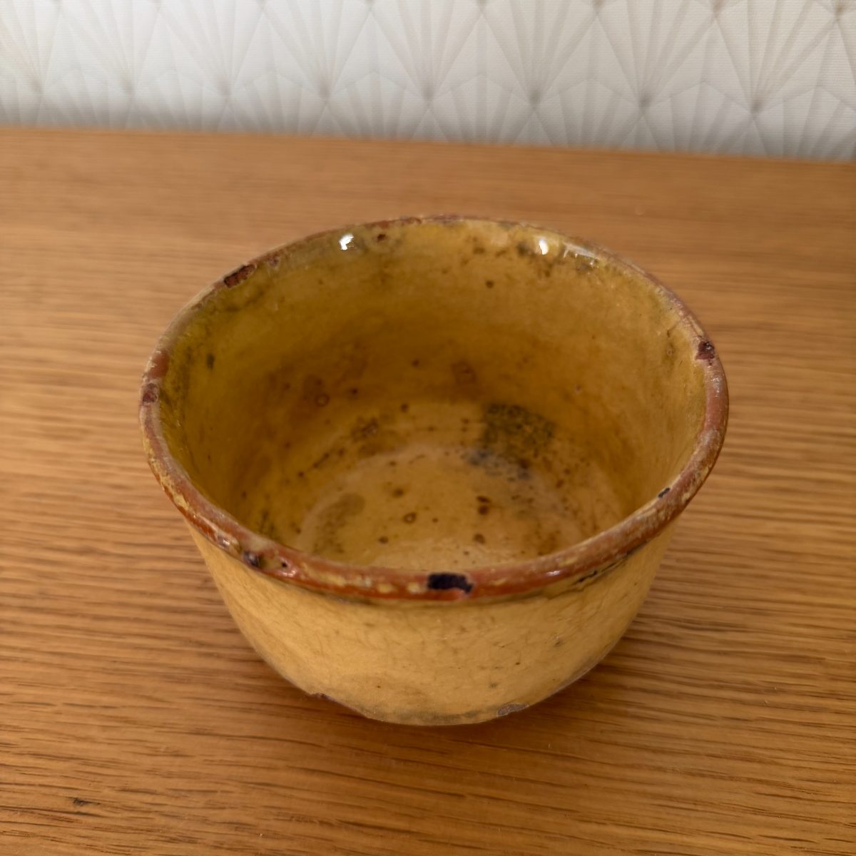 Antique French Earthenware Bowl Ochre Yellow Glaze Rustic Pottery 14102610 Fleamarketfrance