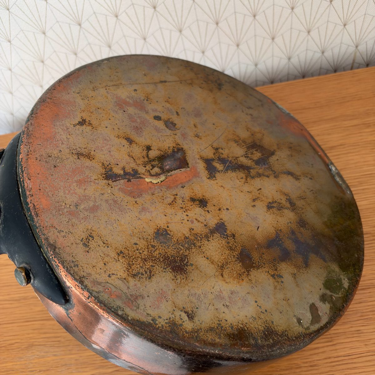 Antique French Copper Saute Pan Iron Handle Large 34cm Restore 20102624 Fleamarketfrance