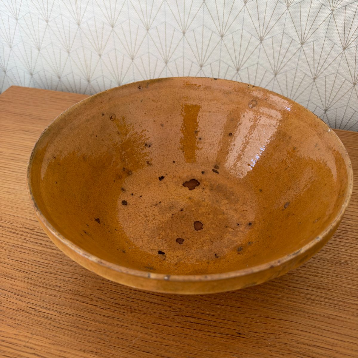 Antique French Terracotta Tian Bowl Amber Glazed Earthenware Provence 2910266 Fleamarketfrance