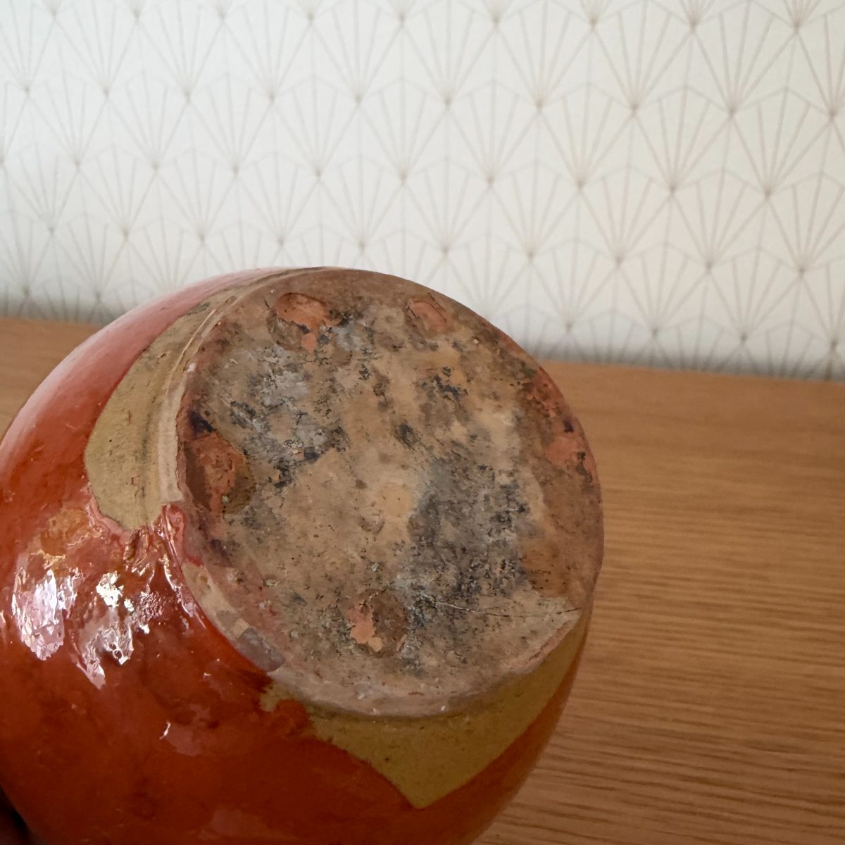 French Antique Glazed Terracotta Pottery Jar Red Farmhouse Pot 07102614 Fleamarketfrance