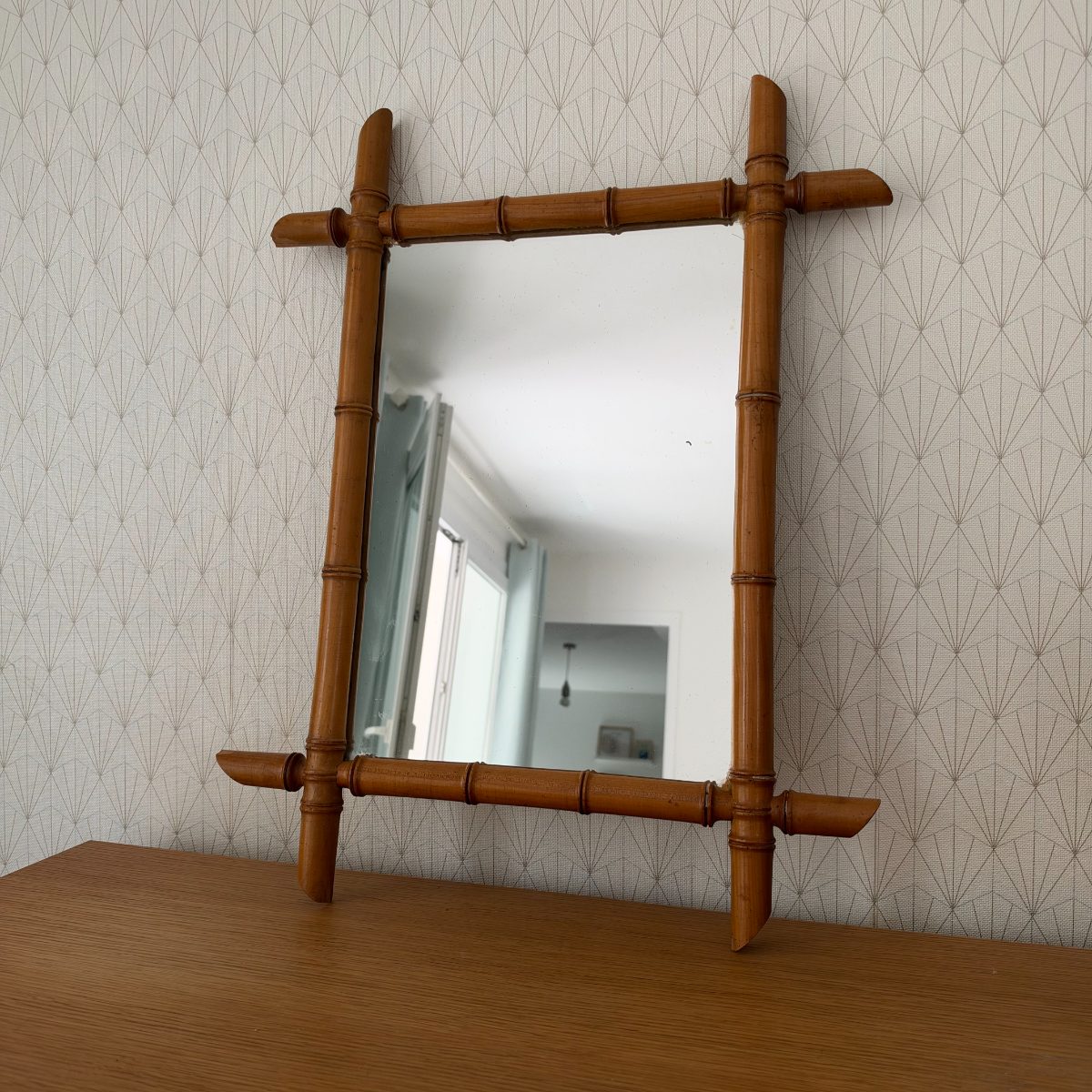Antique French Faux Bamboo Wood Mirror Turned Wood Frame 0710265 Fleamarketfrance