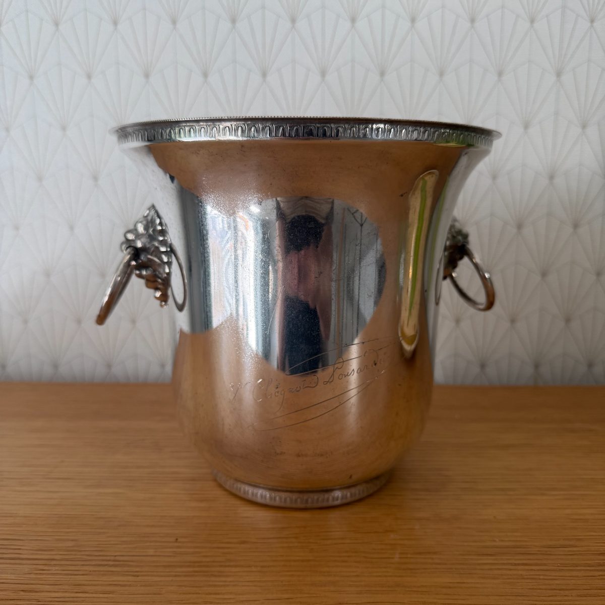 French Silver Plated Champagne Ice Bucket Veuve Clicquot Lion Handles 0810261