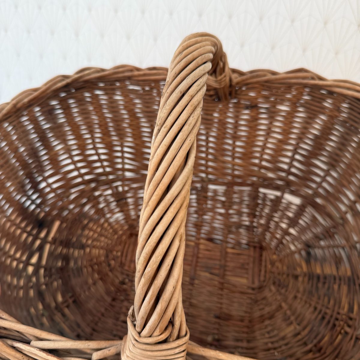 French Wicker Market Basket with Handle Vintage Rattan Shopping 2610265 Fleamarketfrance