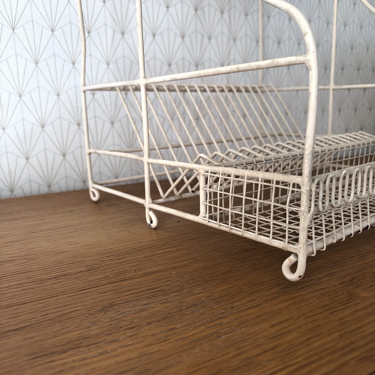 French Wire Dish Rack 2-Tier Egouttoir Ornate Scrollwork Vintage 0910265
