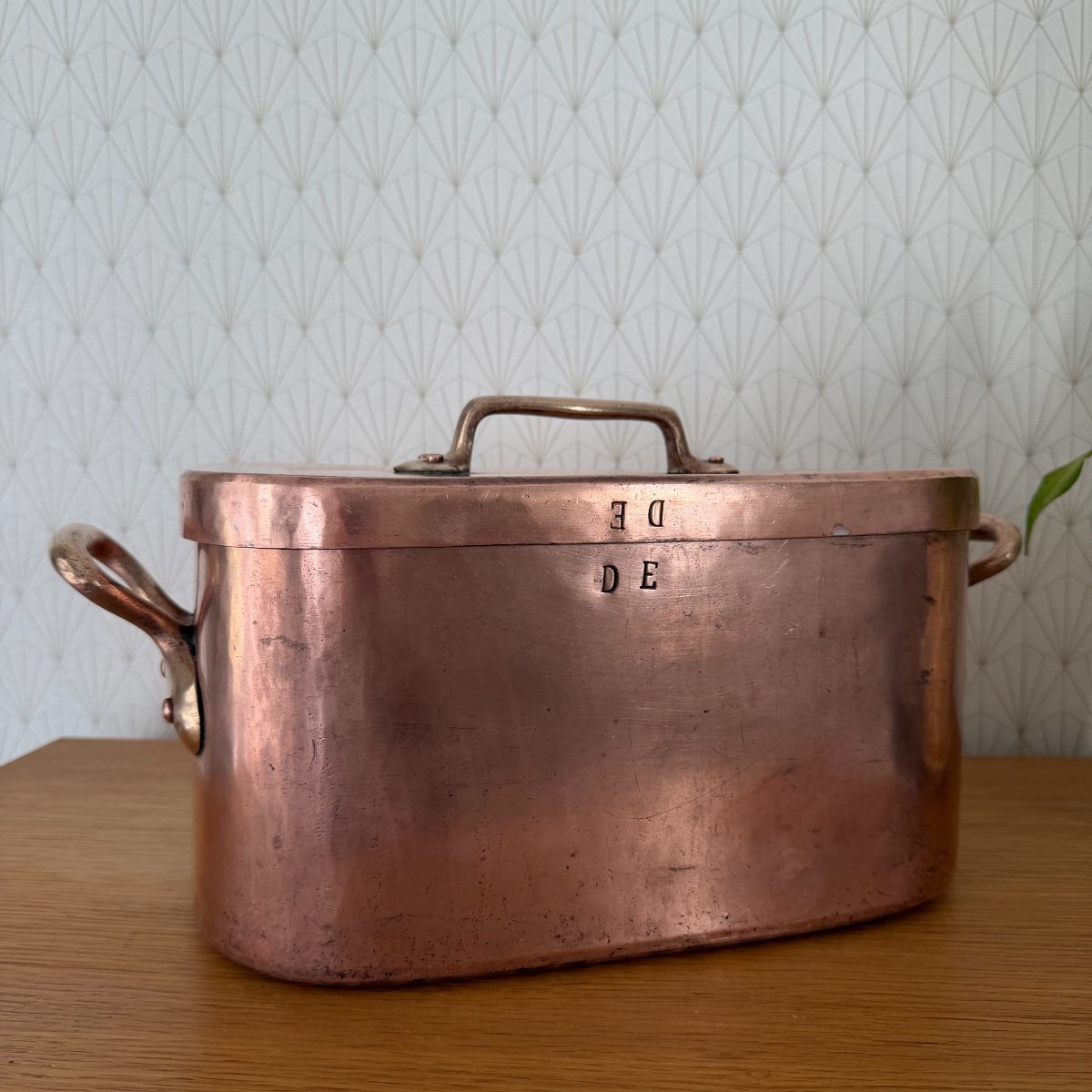 Antique French Copper Oval Cocotte Pot Dehillerin Paris Brass Handles 14102615 Fleamarketfrance