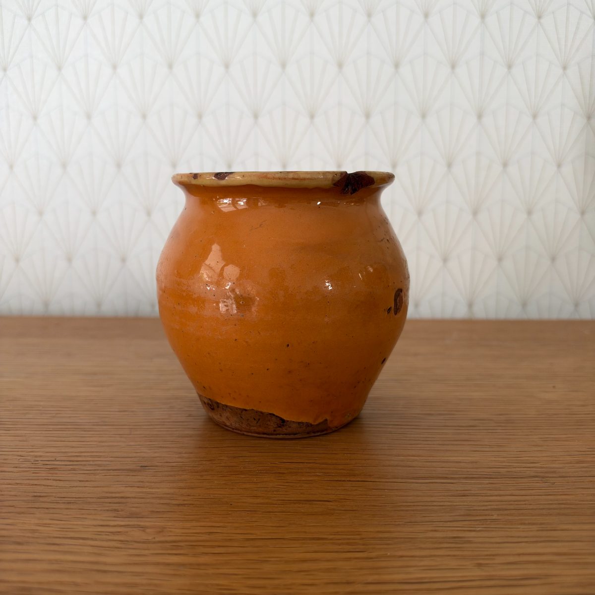 French Antique Confit Pot Glazed Terracotta Pottery Jar 07102610 Fleamarketfrance