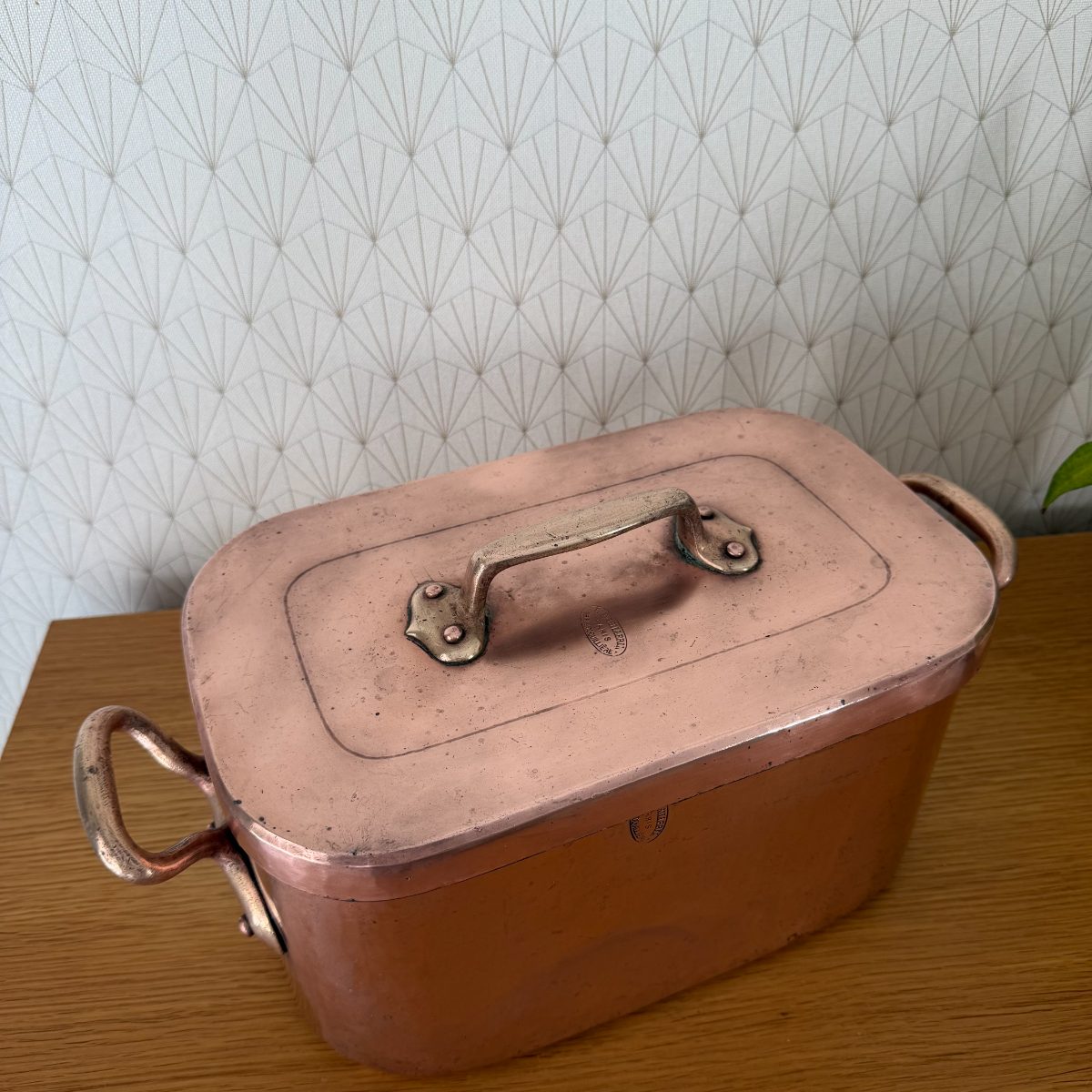 Antique French Copper Oval Cocotte Pot Dehillerin Paris Brass Handles 14102615 Fleamarketfrance