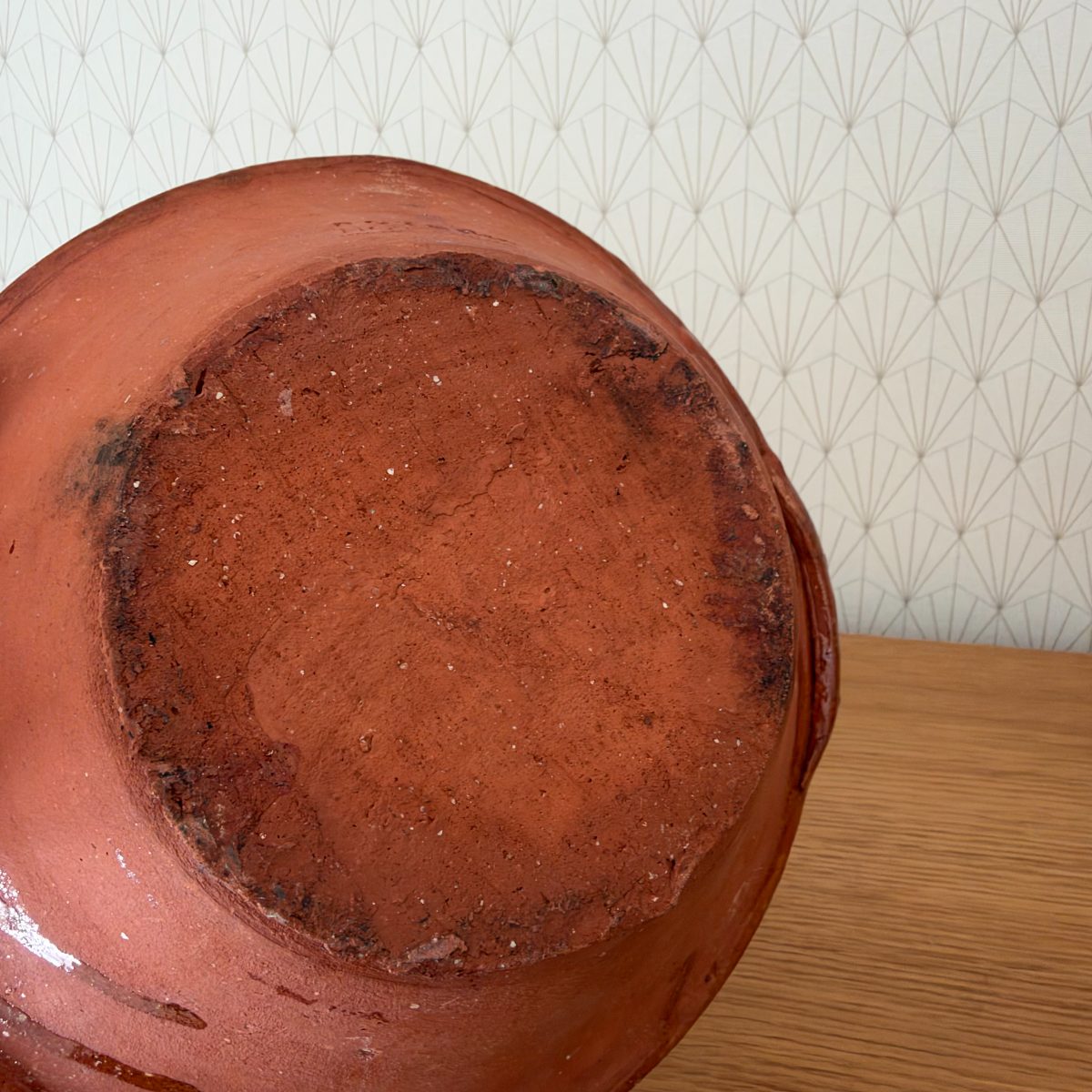 Antique French Terracotta Pottery Bowl Poterie Not Freres Saintes 07102621 Fleamarketfrance