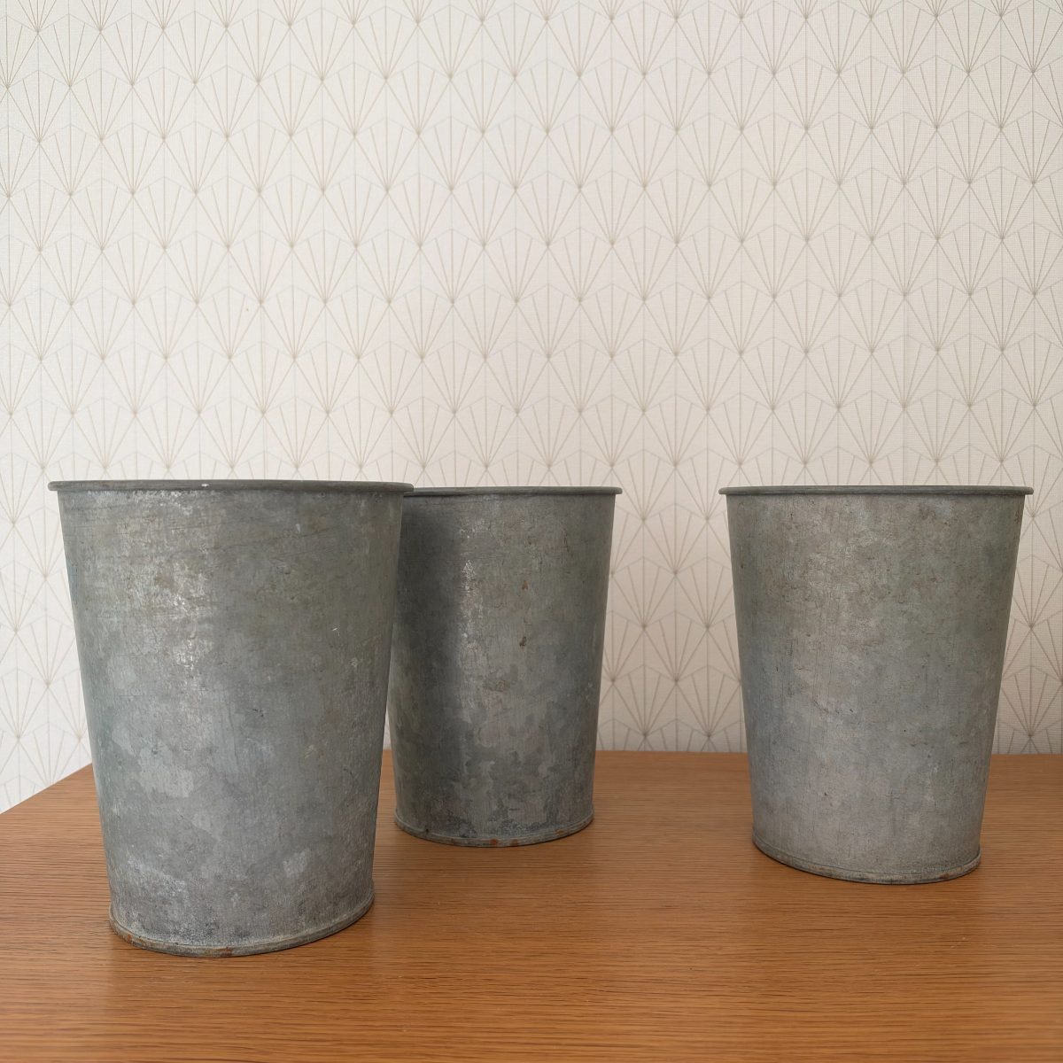 Set of 3 French Vintage Zinc Flower Buckets Rustic Farmhouse 09102614 Fleamarketfrance