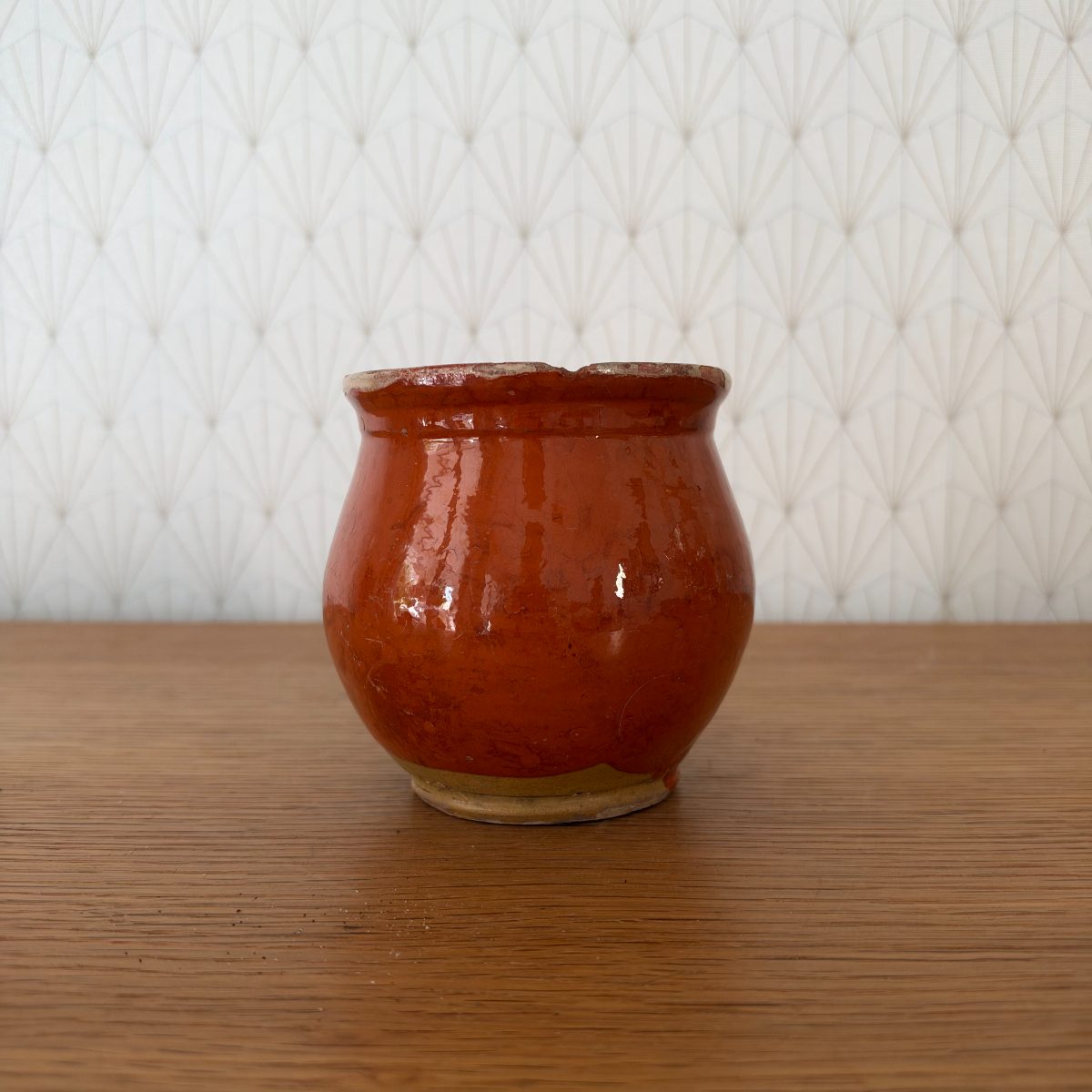French Antique Glazed Terracotta Pottery Jar Red Farmhouse Pot 07102614 Fleamarketfrance
