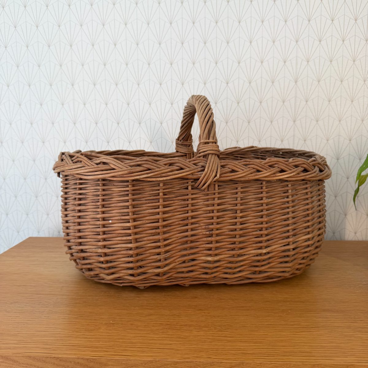 French Wicker Market Basket with Handle Vintage Rattan Shopping 2610265 Fleamarketfrance