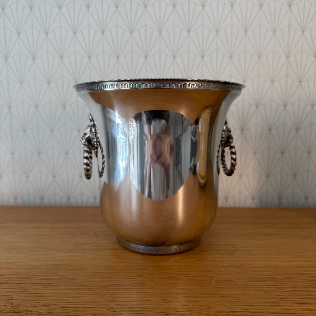 French Silver Plated Champagne Ice Bucket Lion Head Handles AlpaDur 26102610 Fleamarketfrance