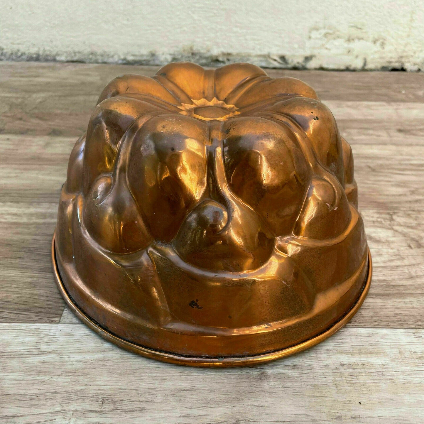 French Copper Bundt Mold Tin Lined Vintage Cake Pan Fluted Jelly 24072122 Unbranded