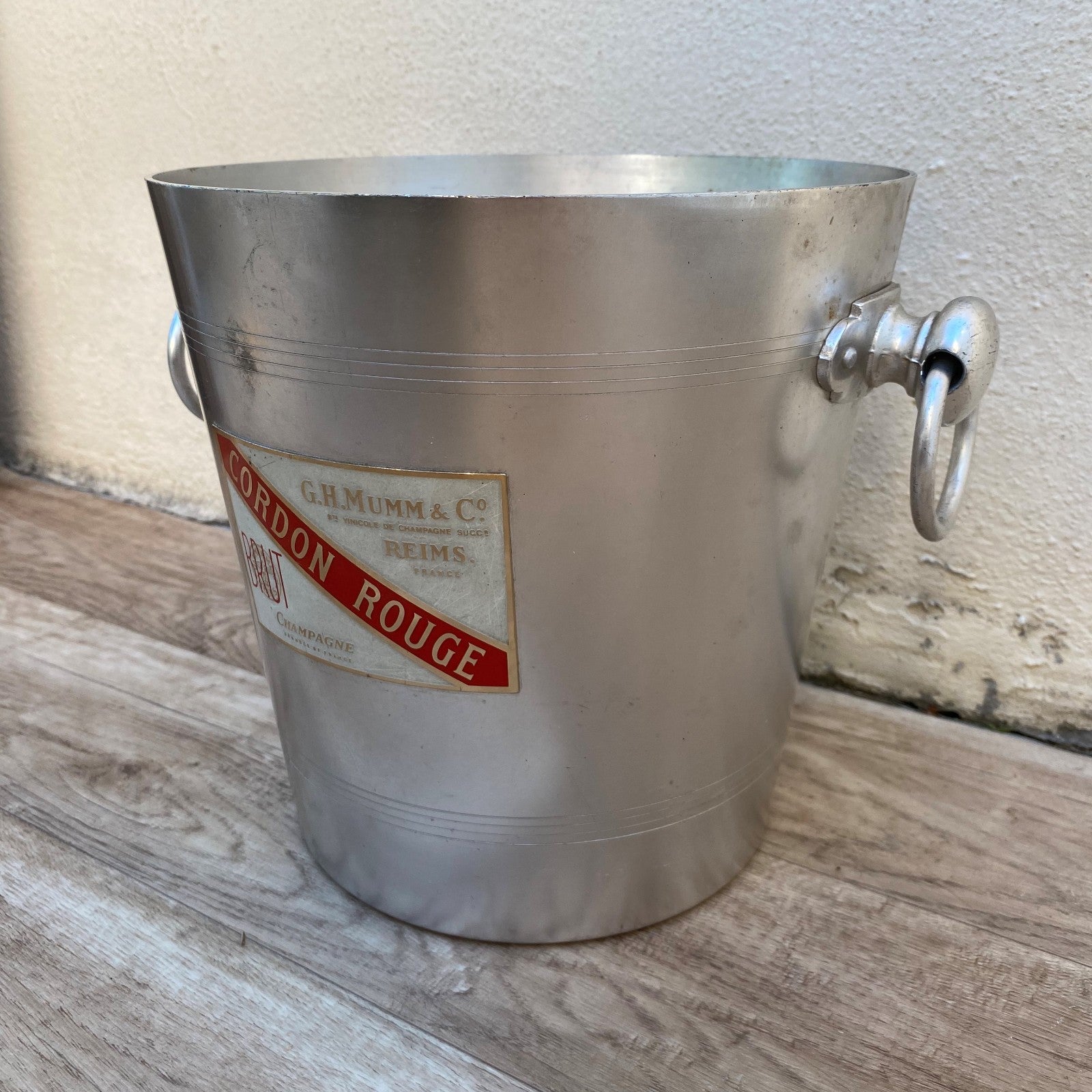 French Vintage Mumm Cordon Rouge Champagne Ice Bucket Silver Metal 04072612 Rothschild