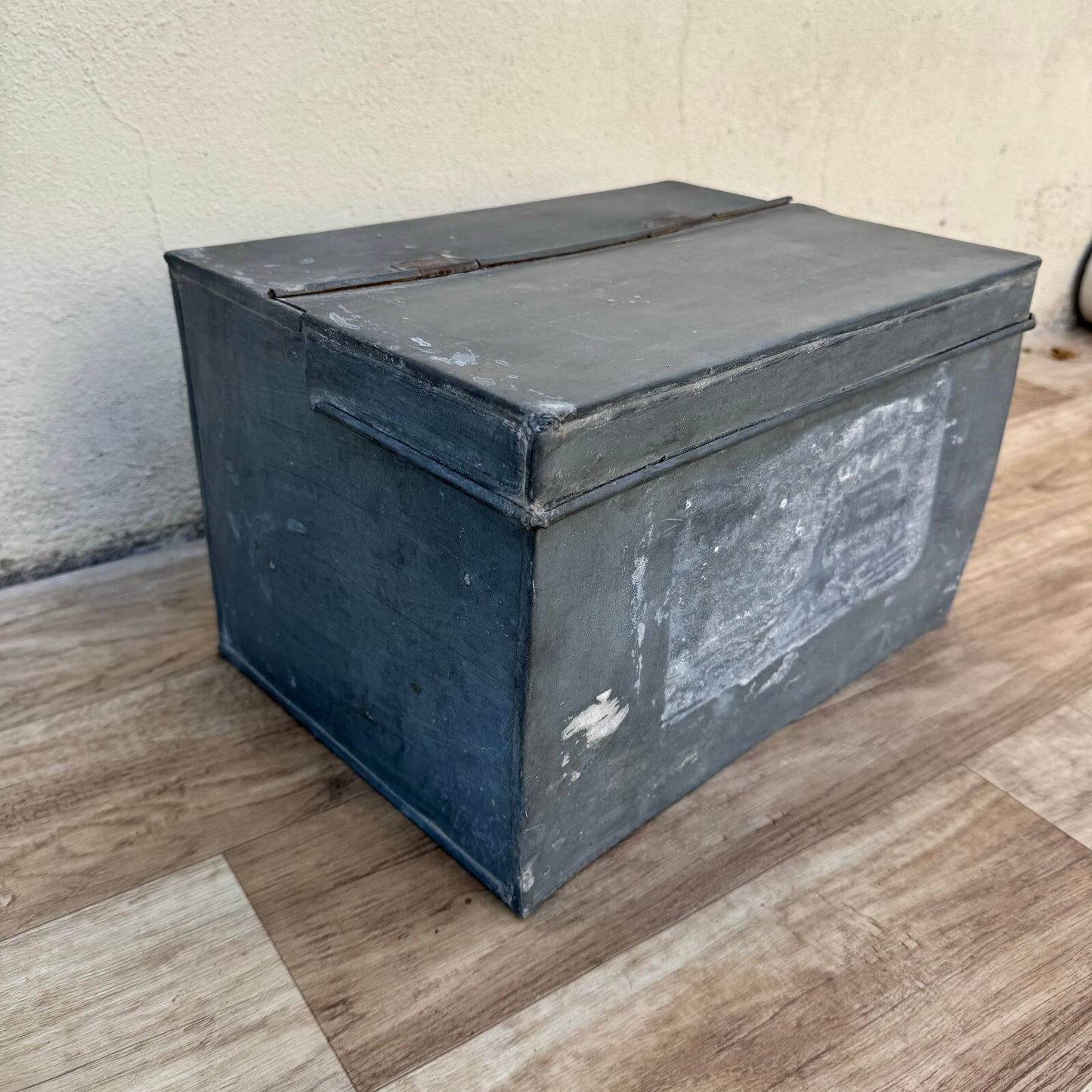 French Metal Toolbox Vintage Industrial Storage Case Gray Paint 1206242 Fleamarketfrance