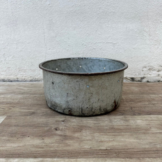 BIG Vintage Antique glazed French metal Cheese roquefort Strainer mold 0706237 - Fleamarketfrance