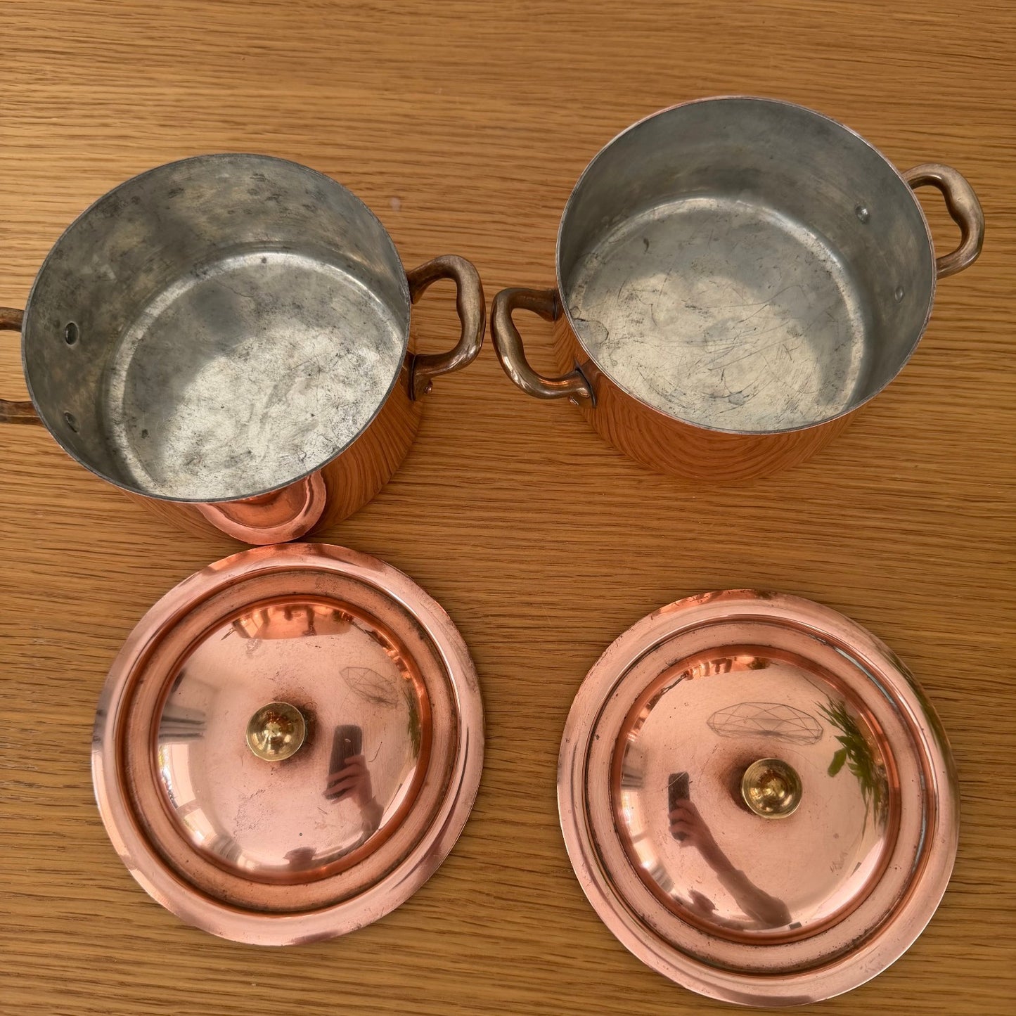 Set of 2 Made in France French stock pots Copper Cookware  Villedieu 0910253
