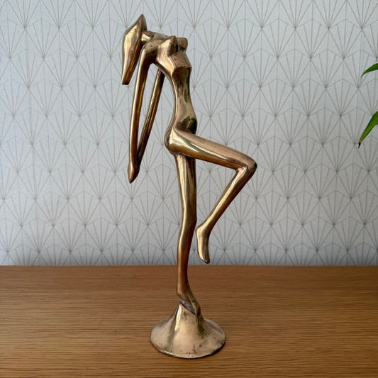 Vintage Art Deco Brass Figurine Nude Woman Sculpture 12.5" French 12062518 Unbranded