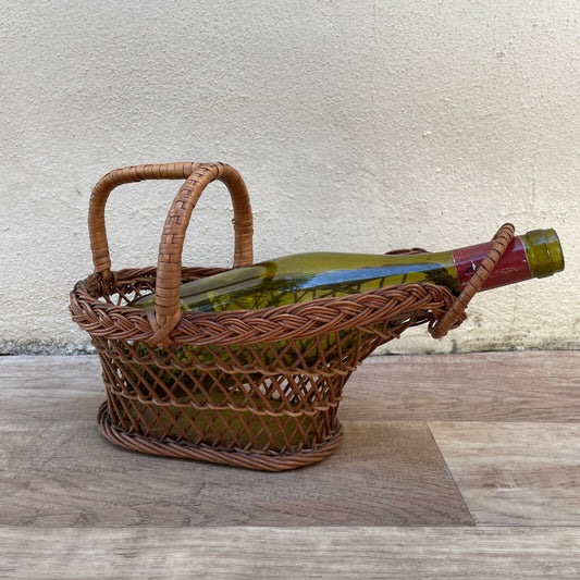 vintage french wine wicker rattan basket bottle holder 2402228 - Fleamarketfrance