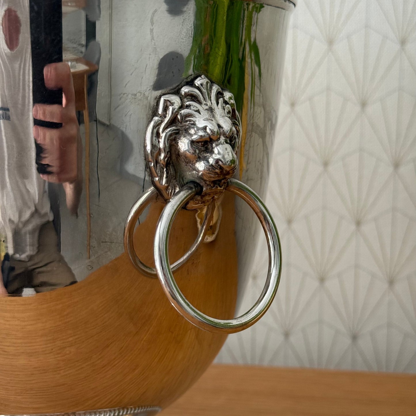 Vintage French Champagne Silverplate Ice Bucket Cooler Lion Handles 0807253