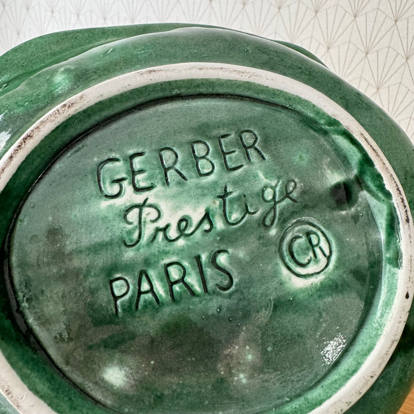 French Green Cabbage Majolica Gerber Prestige Paris fruit bowl 08052415 - Fleamarketfrance