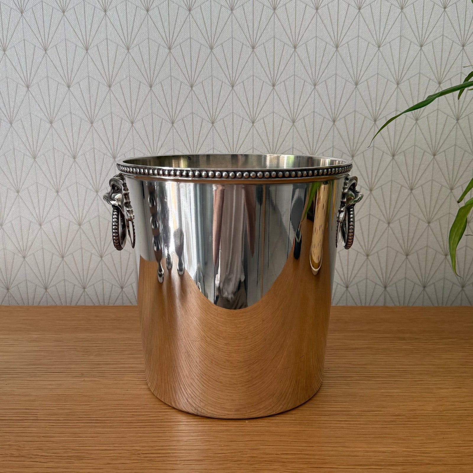 ERCUIS French Silver Plated Ice Bucket Lion Handles Champagne Cooler 0807254 Ercuis