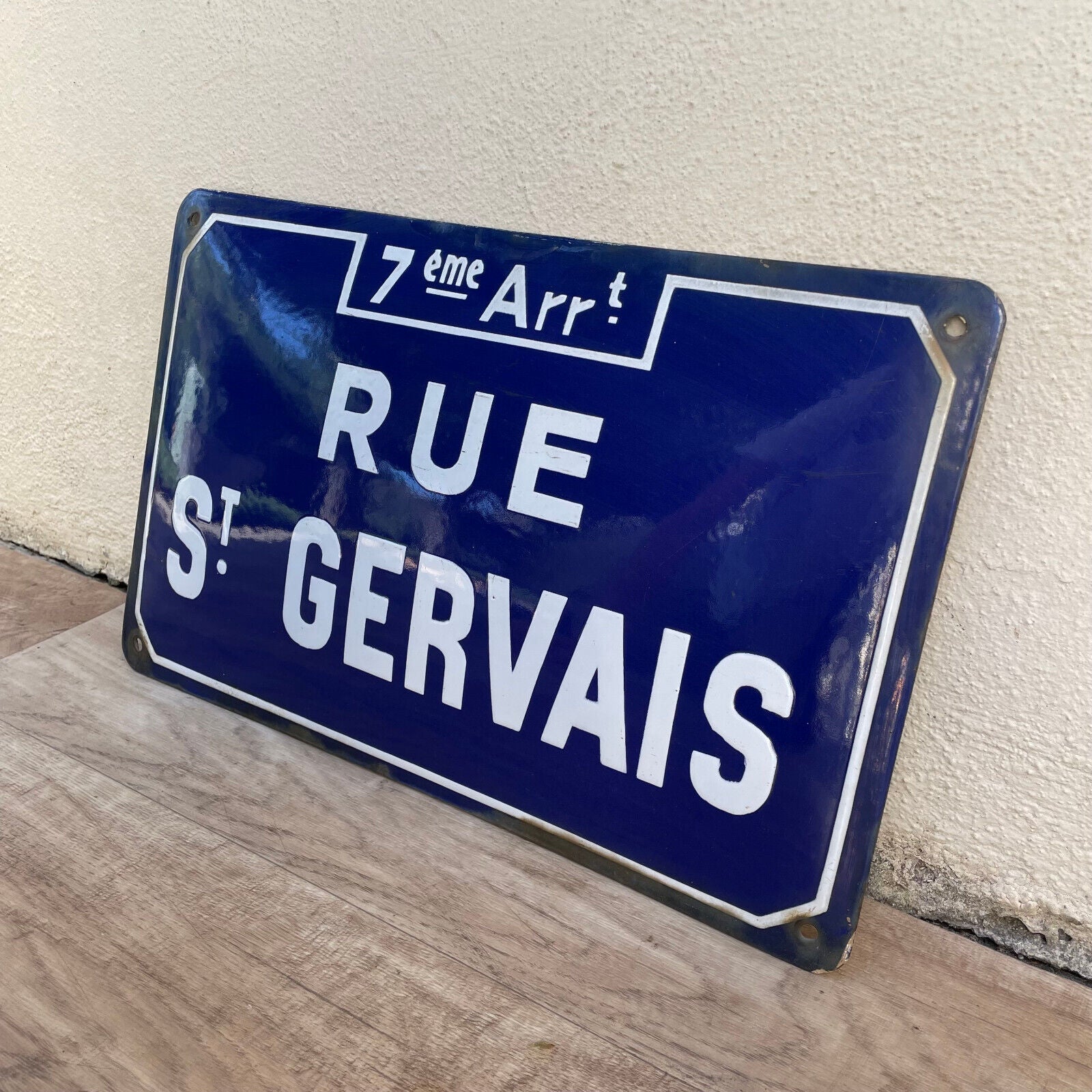 Old French Street Enameled Sign Plaque arched bombed - vintage St GERVAIS1501255 - Fleamarketfrance