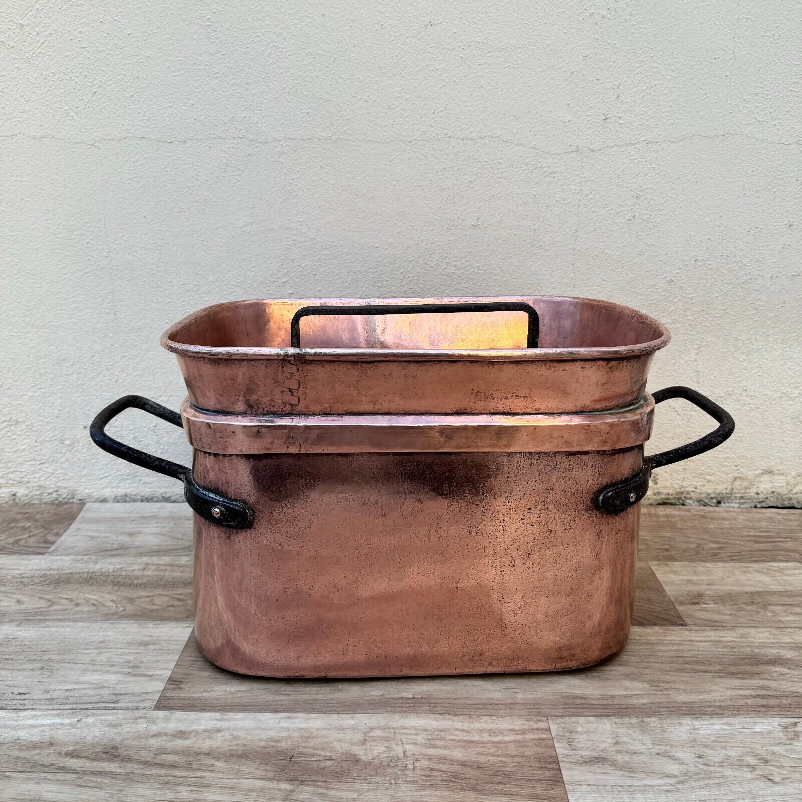 Antique dovetailed Daubiere French stock pot Copper Cookware 10 1/2" 2604243 - Fleamarketfrance