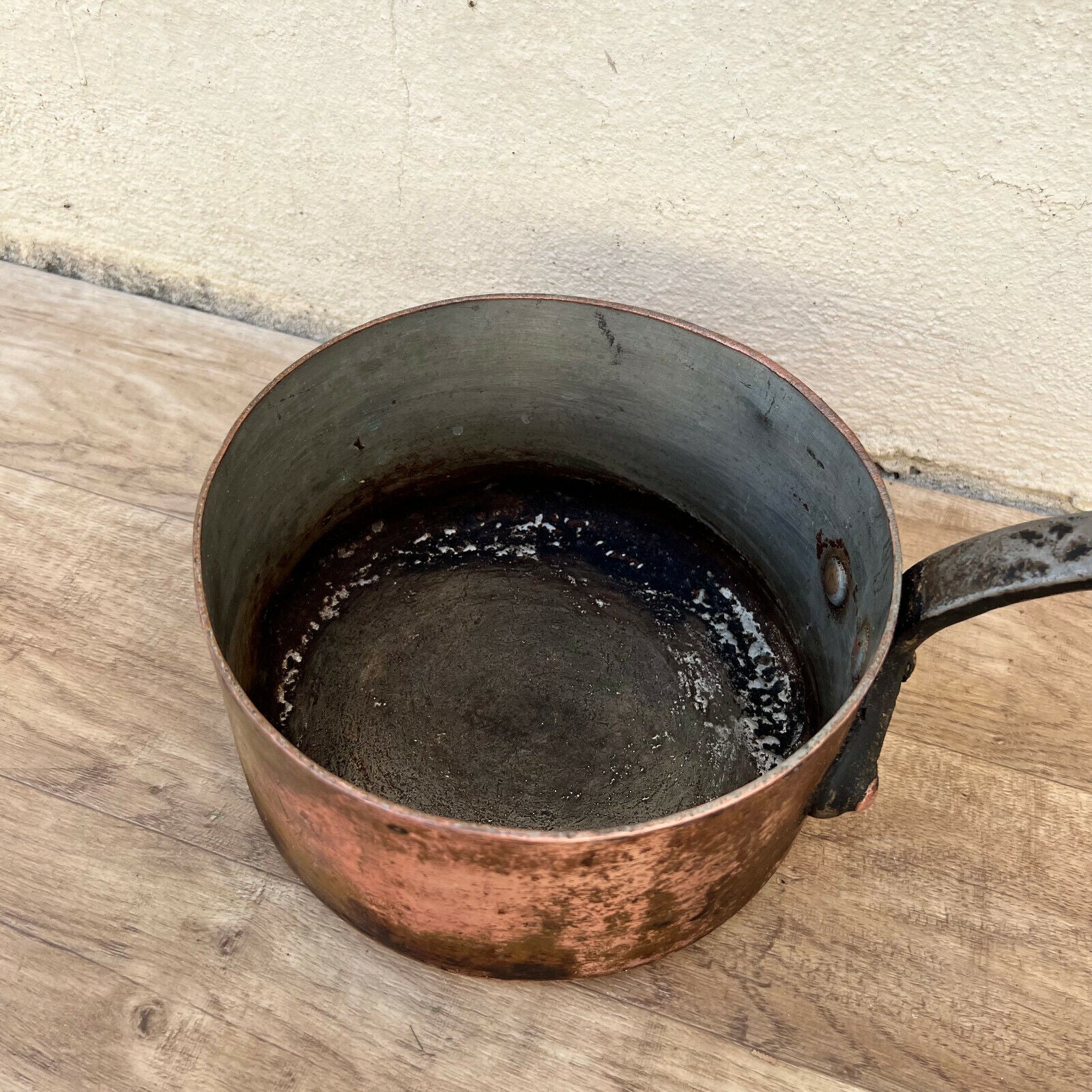 RARE OLD copper pan culinair French tin lining 8" 3mm thick 1105227 - Fleamarketfrance