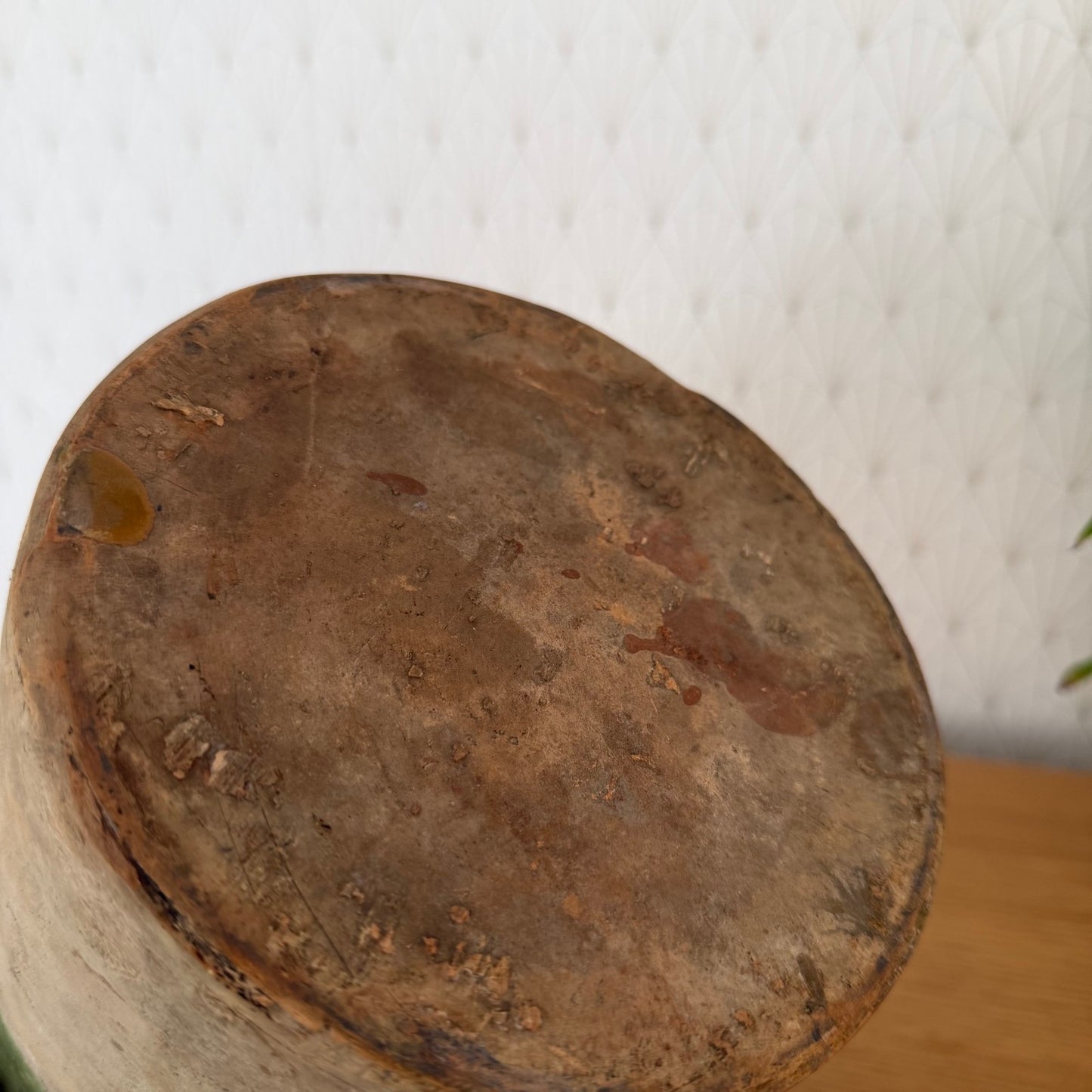 HANDMADE GLAZED GREEN ANTIQUE FRENCH CONFIT POT 8 1/2" TERRACOTTA  20102516