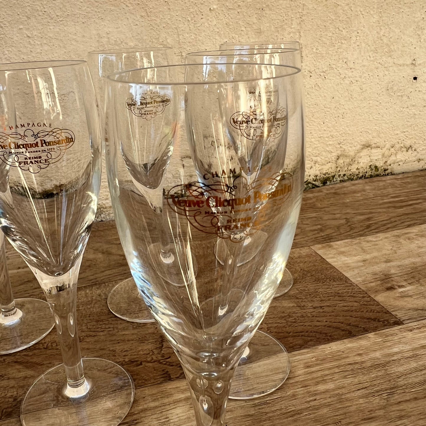 Set 6 Veuve Clicquot Crystal Champagne Flutes French Vintage 2301232 Veuve Clicquot