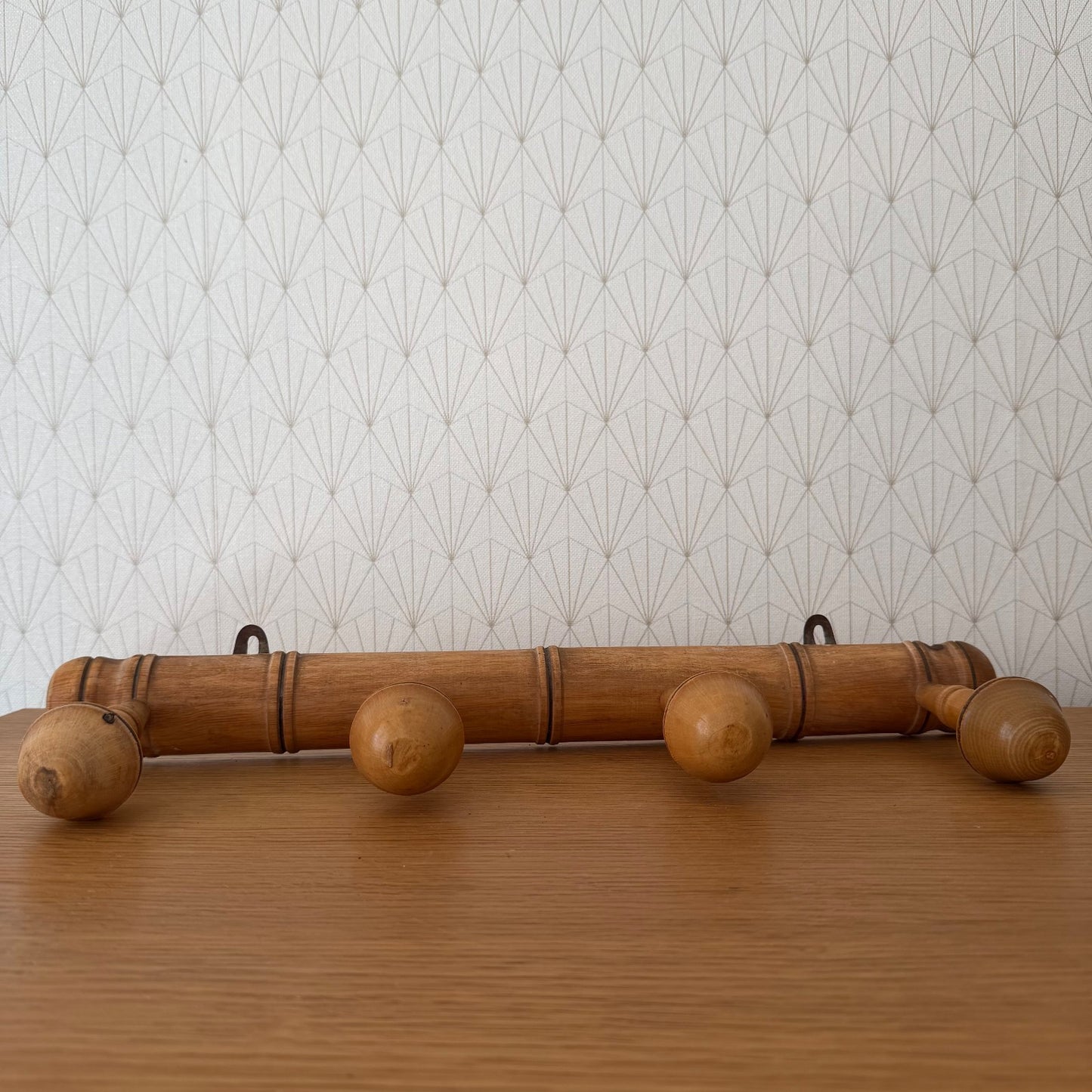French Bamboo Coat Rack Vintage Wood Wall Hanger 4 Pegs Hat Hook 2604265 Unbranded