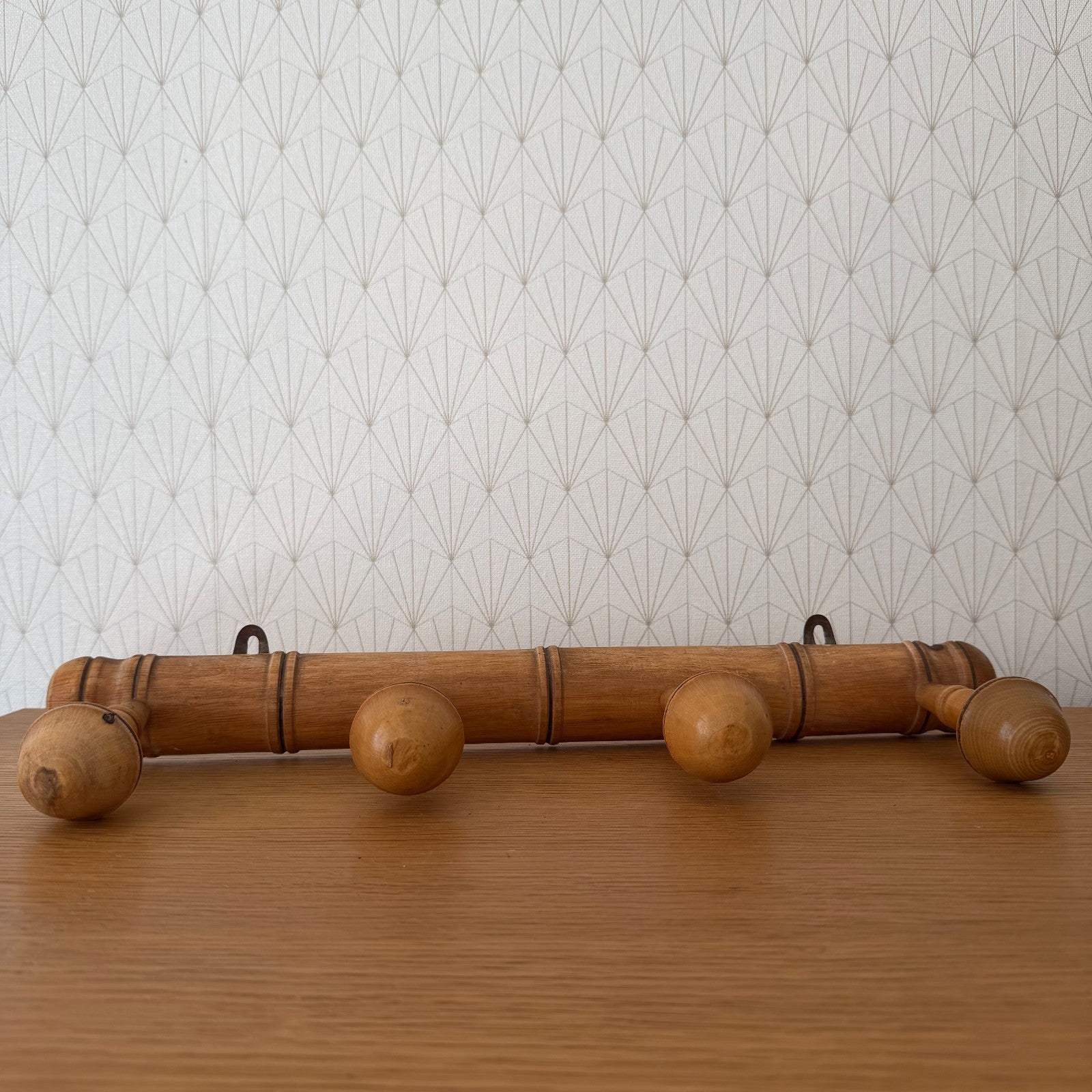 French Bamboo Coat Rack Vintage Wood Wall Hanger 4 Pegs Hat Hook 2604265 Unbranded