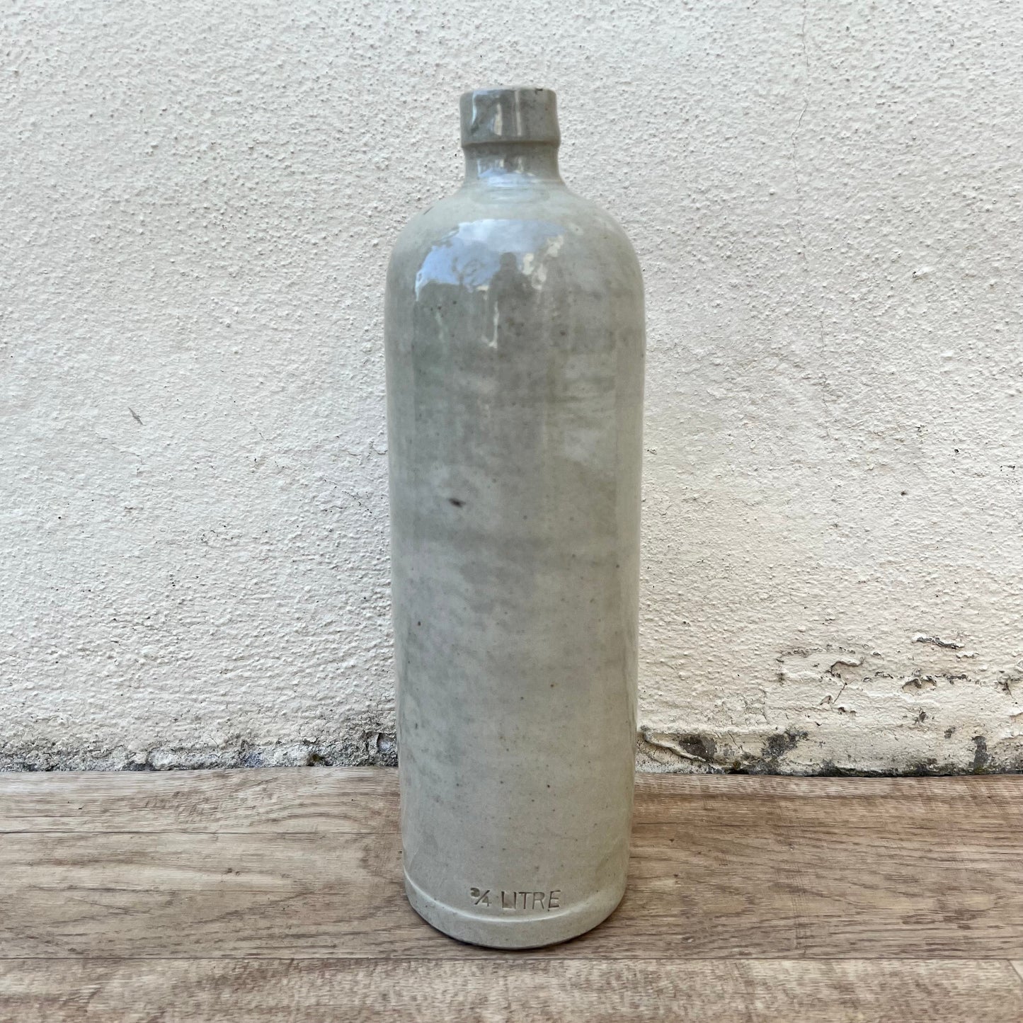Antique French Stoneware Bottle 3/4 Litre Wine Jug 27cm Ceramic 15122411 Unmarked