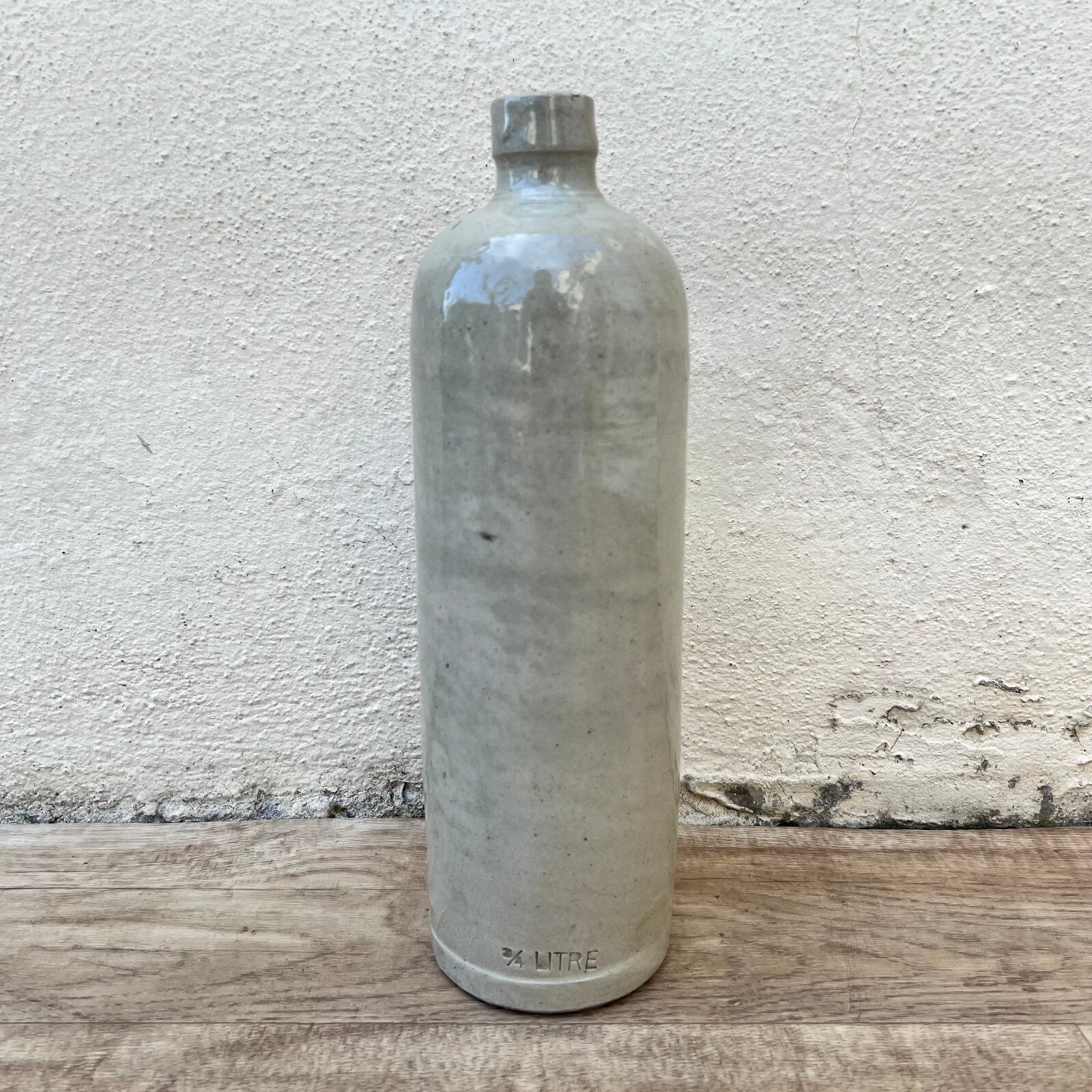 Antique French Stoneware Bottle 3/4 Litre Wine Jug 27cm Ceramic 15122411 Unmarked